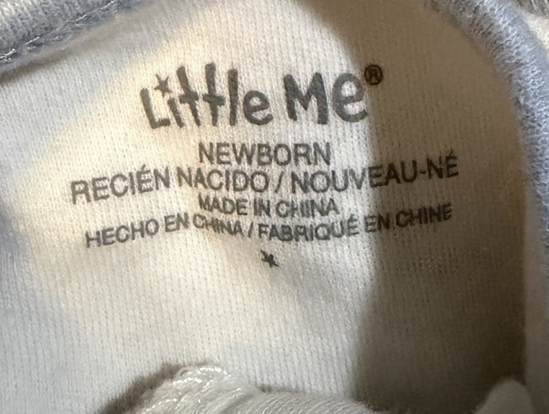 Little Me Newborn Footed Zip Sleeper One Piece Dinosaur Print White Cotton