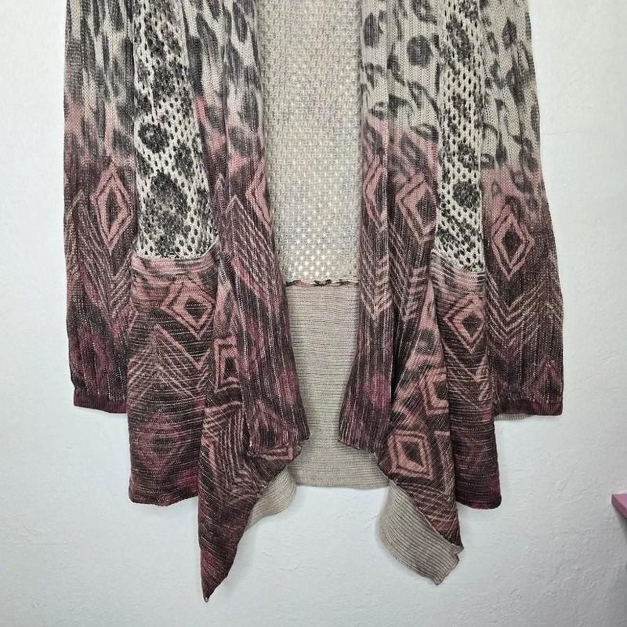 Alberto Makali Mixed Print Wool Blend Open Front Cardigan