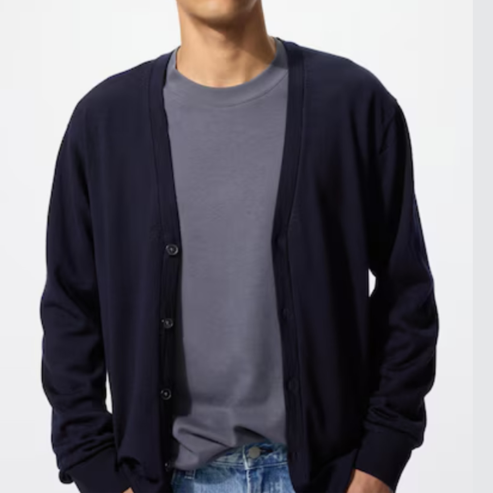 UNIQLO Merino V-Neck Cardigan Long Sleeve XS-4XL 100% Wool Men