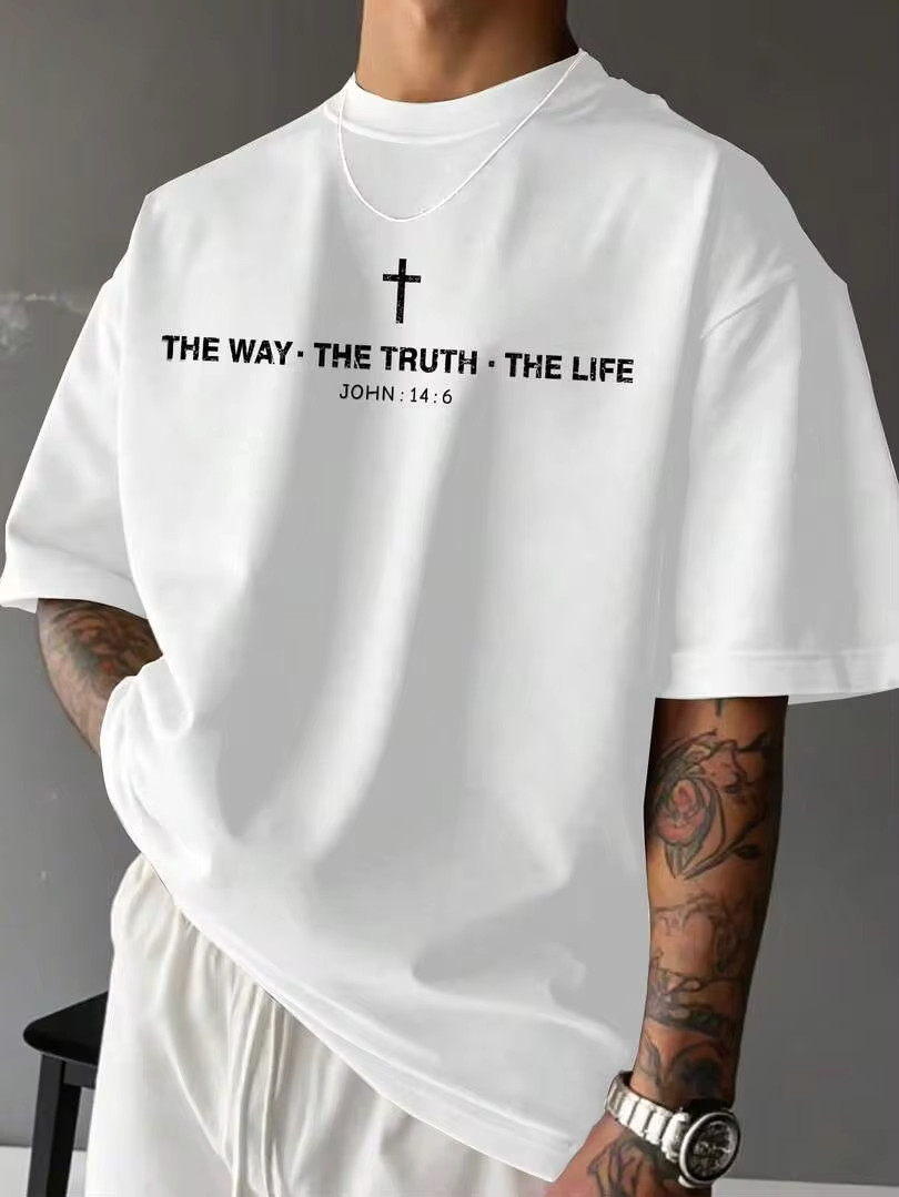 Men’s Black Oversized T-Shirt,Summer Streetwear City Break White Cross