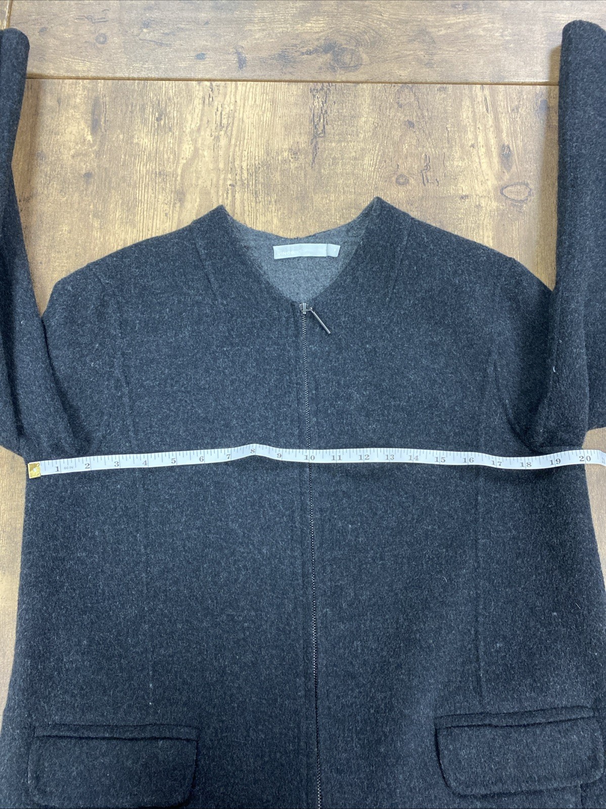 Vince Wool Blend Knee Length Shell Coat Dark Gray Size M NWOT