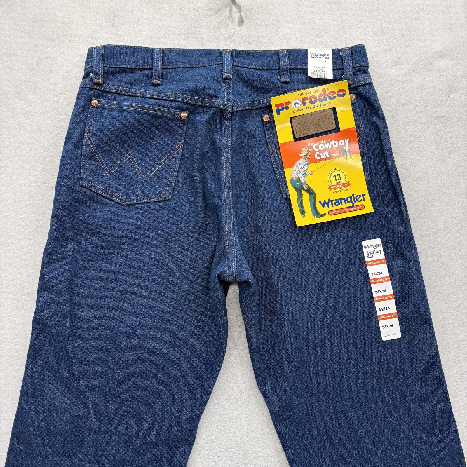 Wrangler Cowboy Cut Jeans Mens 34×34 Blue Dark Wash Regular Straight Denim 13MWZ