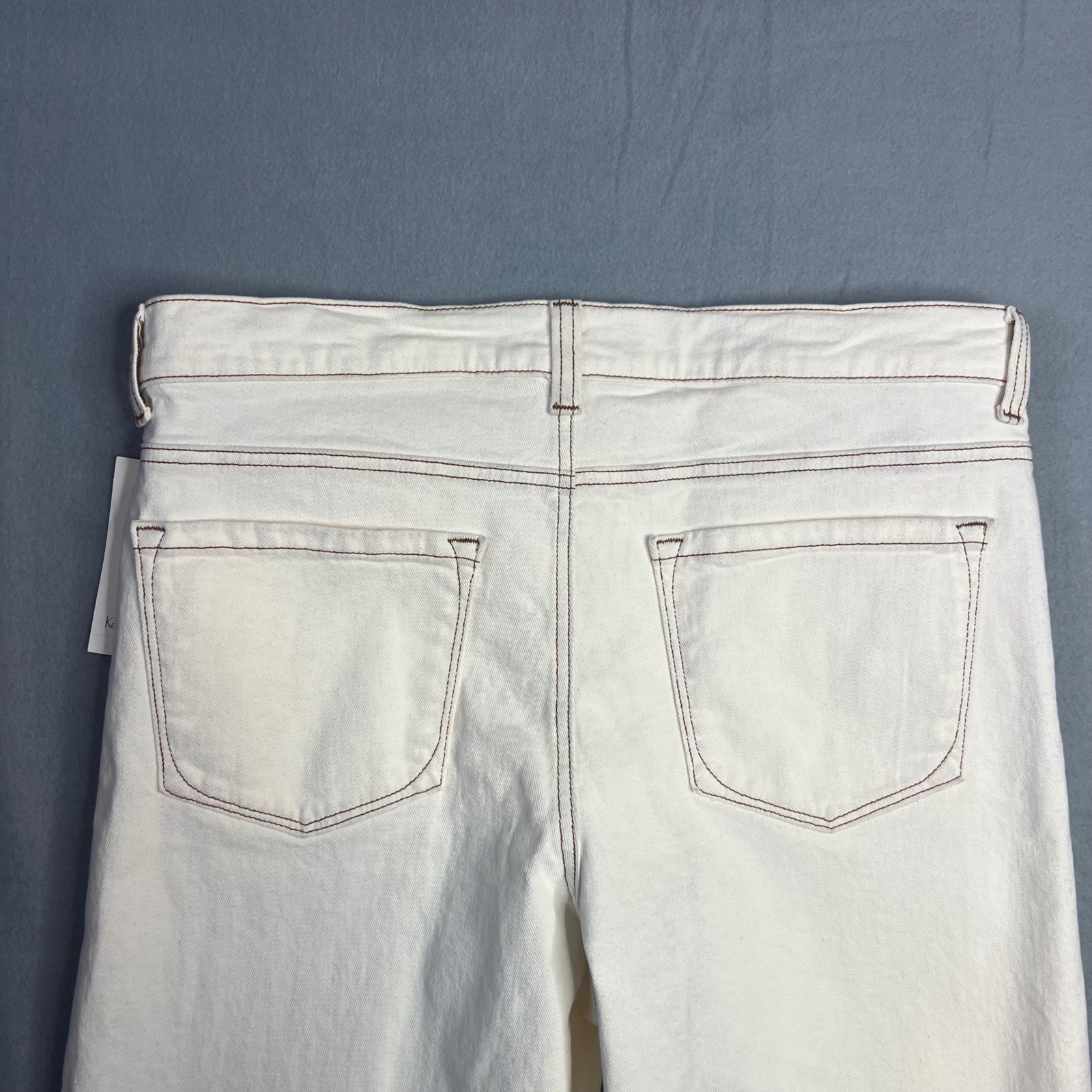 Karen Kane Super Bloom Wide Leg Jeans Size 15 Crop Natural Cream High Rise NWT