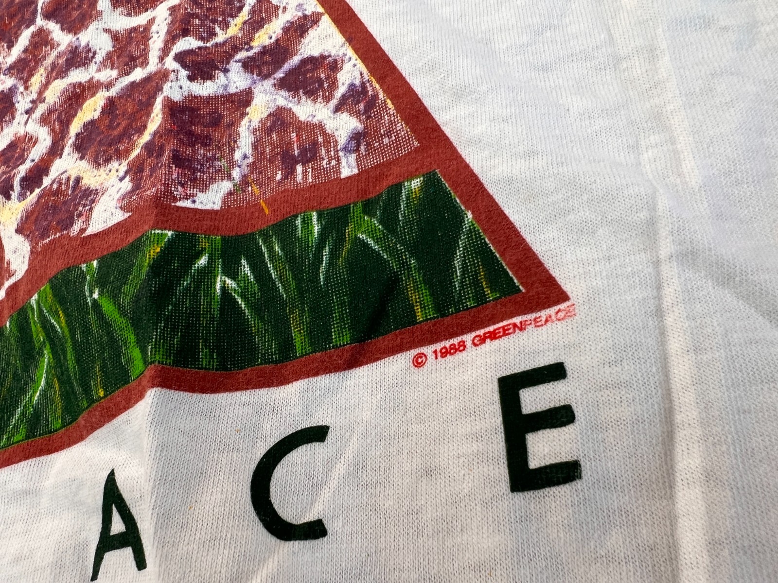 GREENPEACE GIRAFFE 1988 T SHIRT SINGLE STITCH VINTAGE DEADSTOCK 3XL SCREEN STARS
