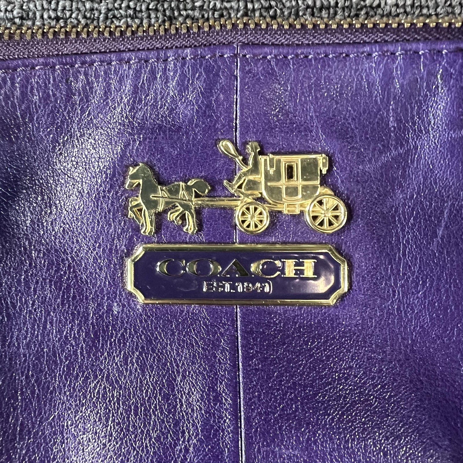 Coach Satchel Bag Womens Purple Leather Madison Sophia Top Handle Zip