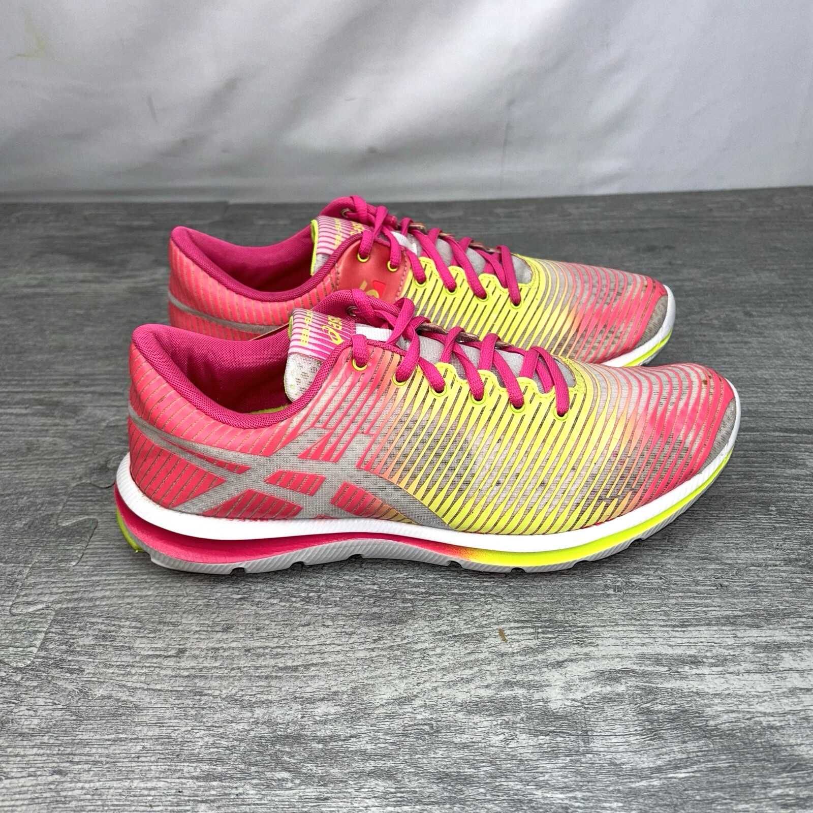 ASICS Gel Super J33 Women’s Size 9.5 White Yellow Pink Running Sneakers T3S5N