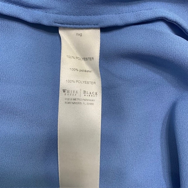 WHBM V Neck Pullover Blue Tunic Flowy Long Sleeve Top | 8