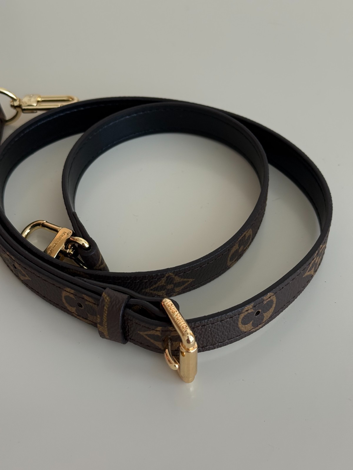 Monogram Adjustable Shoulder Strap Brown Gold Hardware 80–100cm
