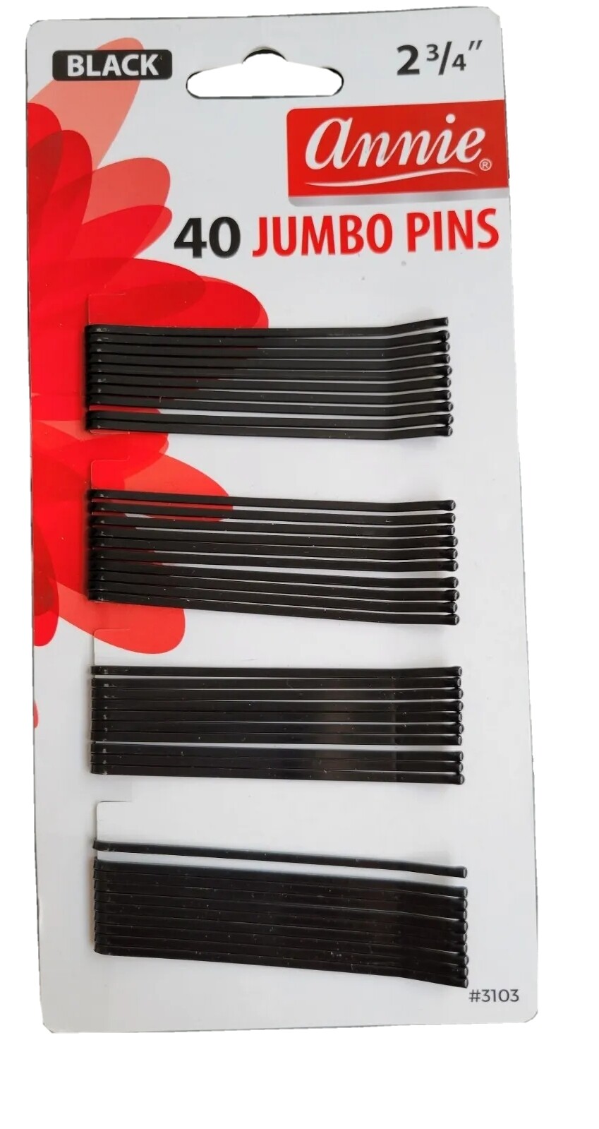 Annie 2 3/4” Bobby Pins Black Hair jumbo Pins Bob Pins 40 Pack