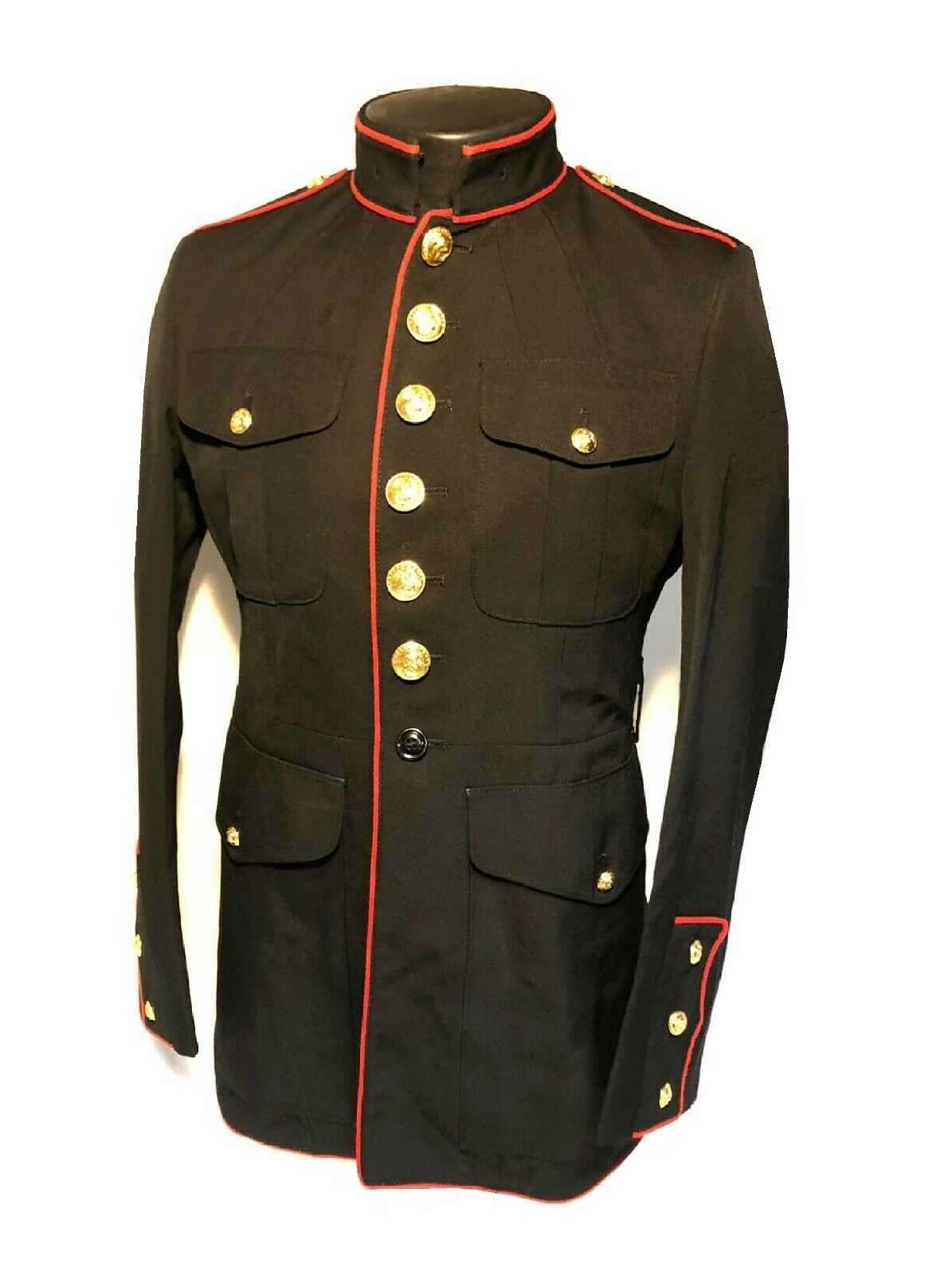 USMC MEN’S 32L DRESS COAT BLUE MC 2312 POLY WOOL BLUES UNIFORM MARINE Small Size