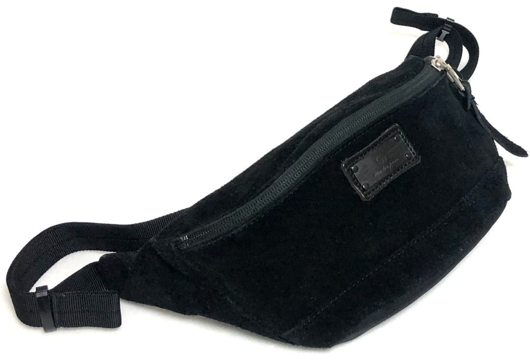 master-piece Body Bag Shoulder Bag Black Suede Nylon Trim 4.7in x 9.8in x 2.8in