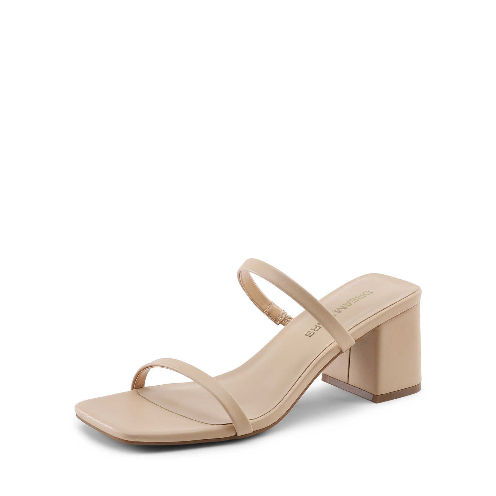 Women Heeled Sandal Low Square Open Toe Block Chunky Heels Slip On Slides Mules