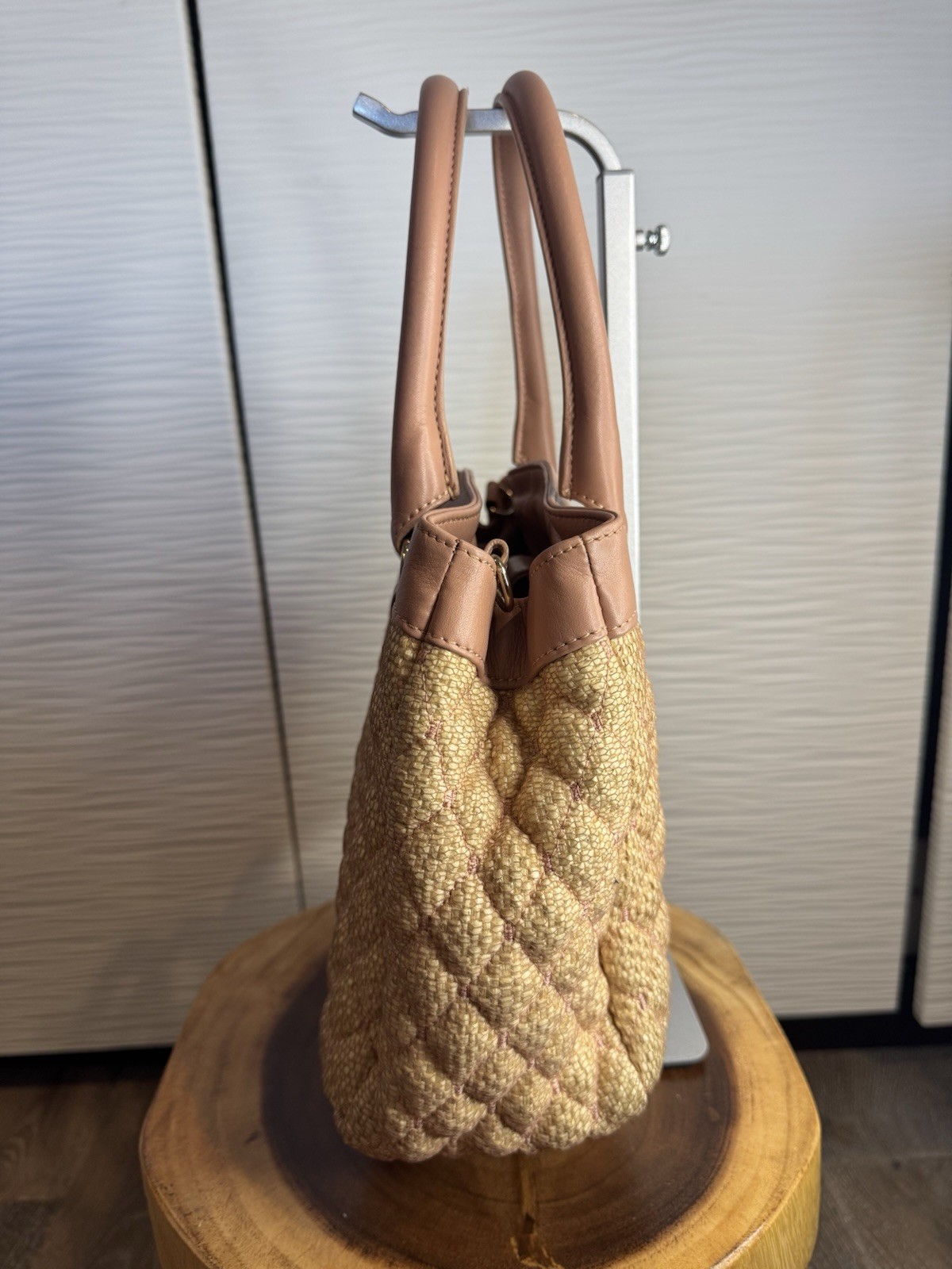 RED VALENTINO Quilted Mesh And Leather Tote Bag With Double Handles.