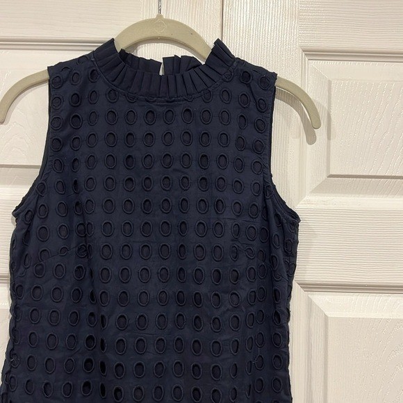 Sail to Sable Eyelet Ruffle Dress Navy Blue Womens Size 0