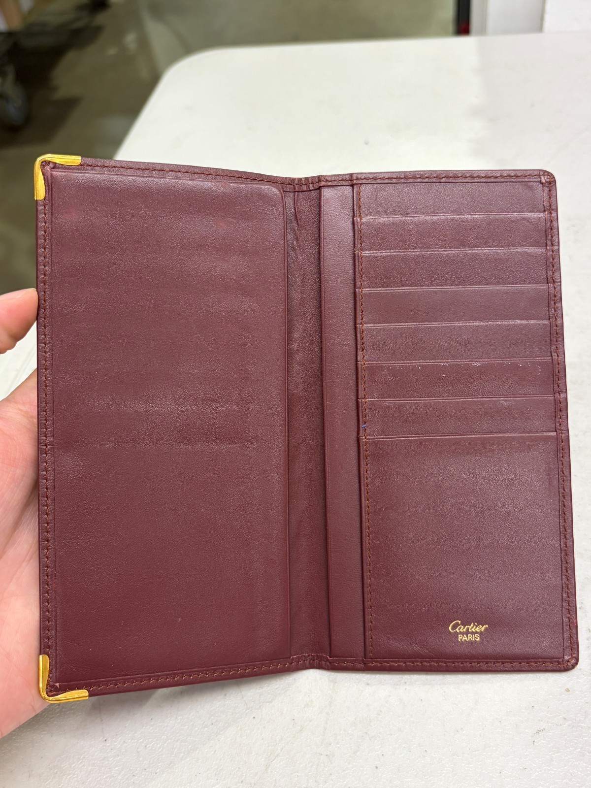 Cartier Leather Long Bifold Wallet in Burgundy / Pre-Owned