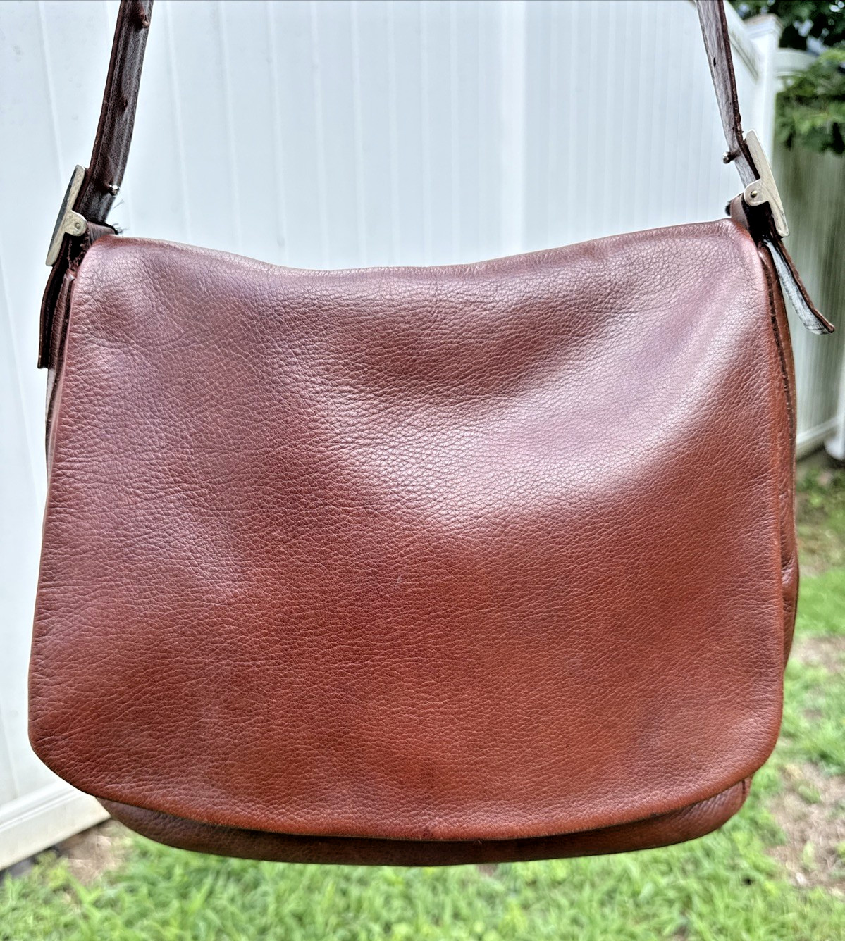 Tuscan’s Brown Italian All Leather Shoulder Satchel Mailbag Saddle Bag Adustable