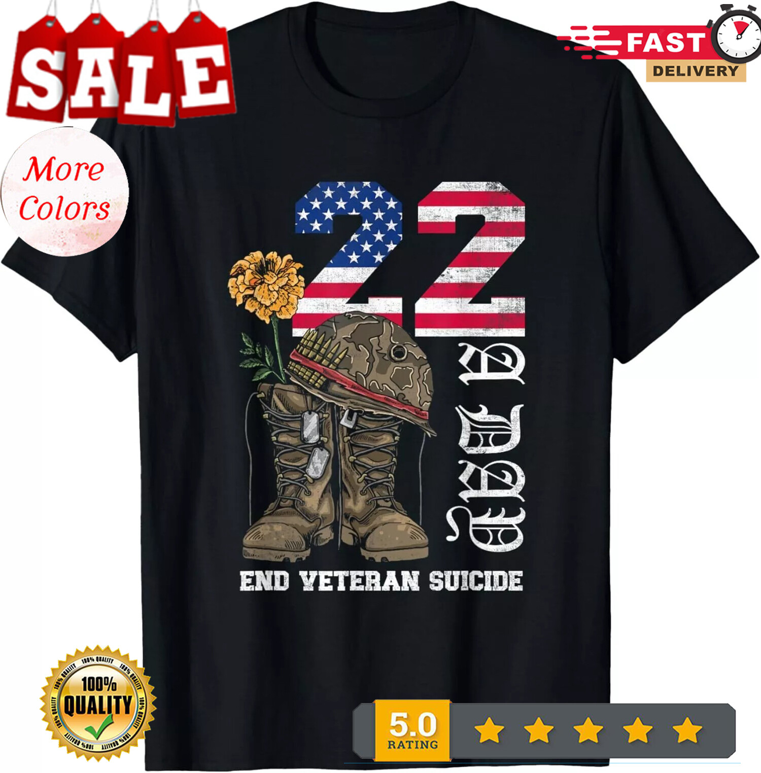 2025/Veteran 22 A Day Take Their Lives End Veteran Suicide Gift Unisex T-Shirt