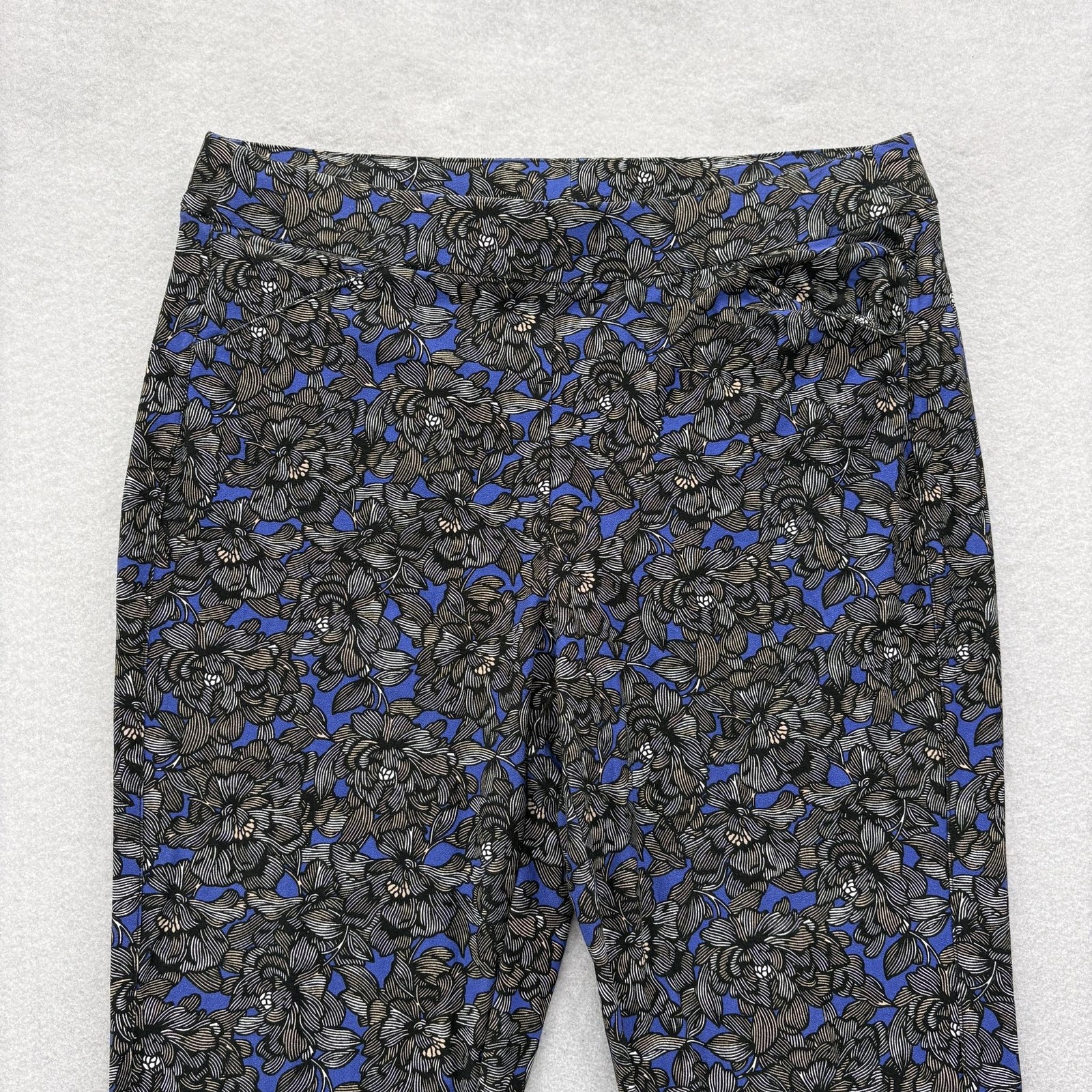 Chico’s Travelers Slinky Knit Pants Womens 2.5P Blue Floral Stretch Pull On