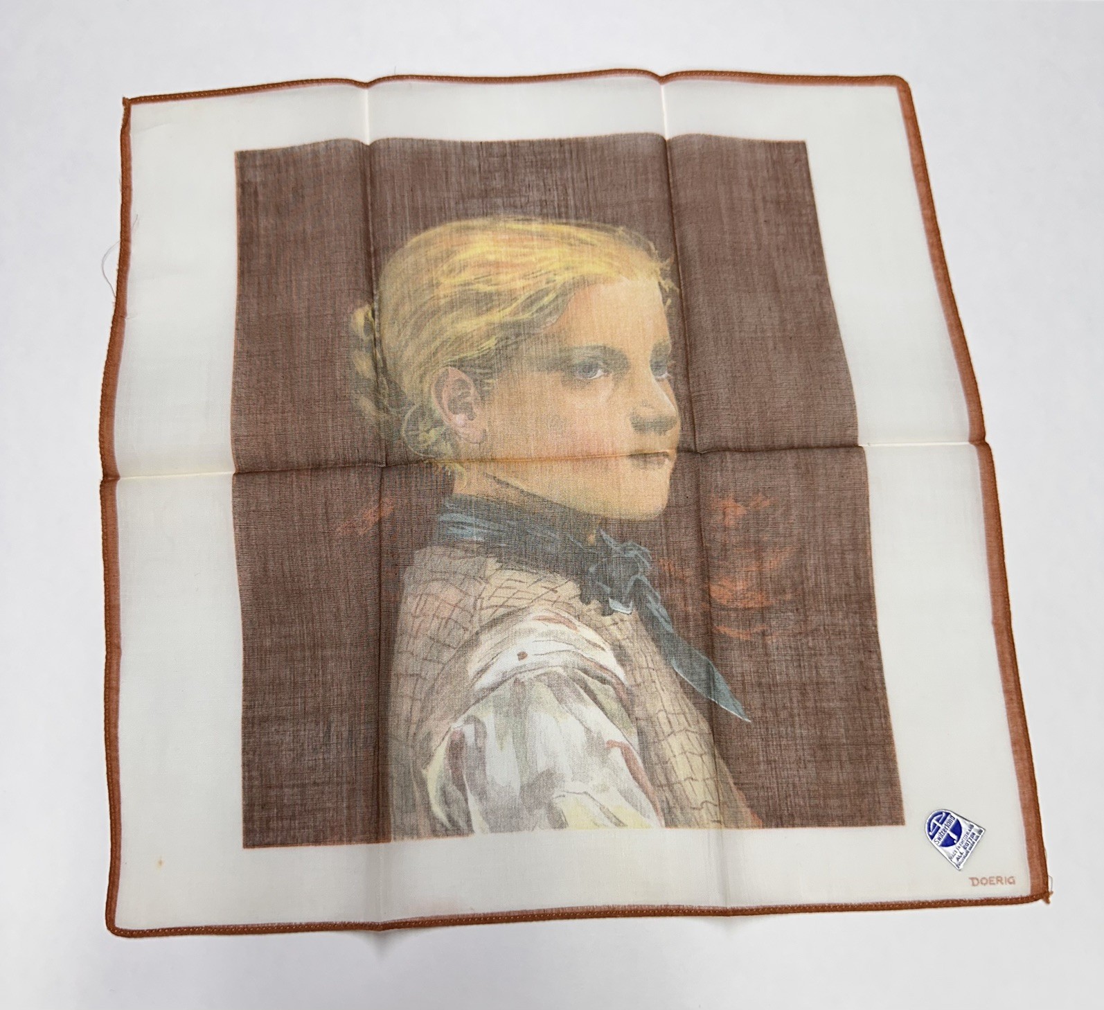 VINTAGE 100% COTTON HANDKERCHIEF MADE IN SWITZERLAND NWT ALBERT ANKER PORTRAIT