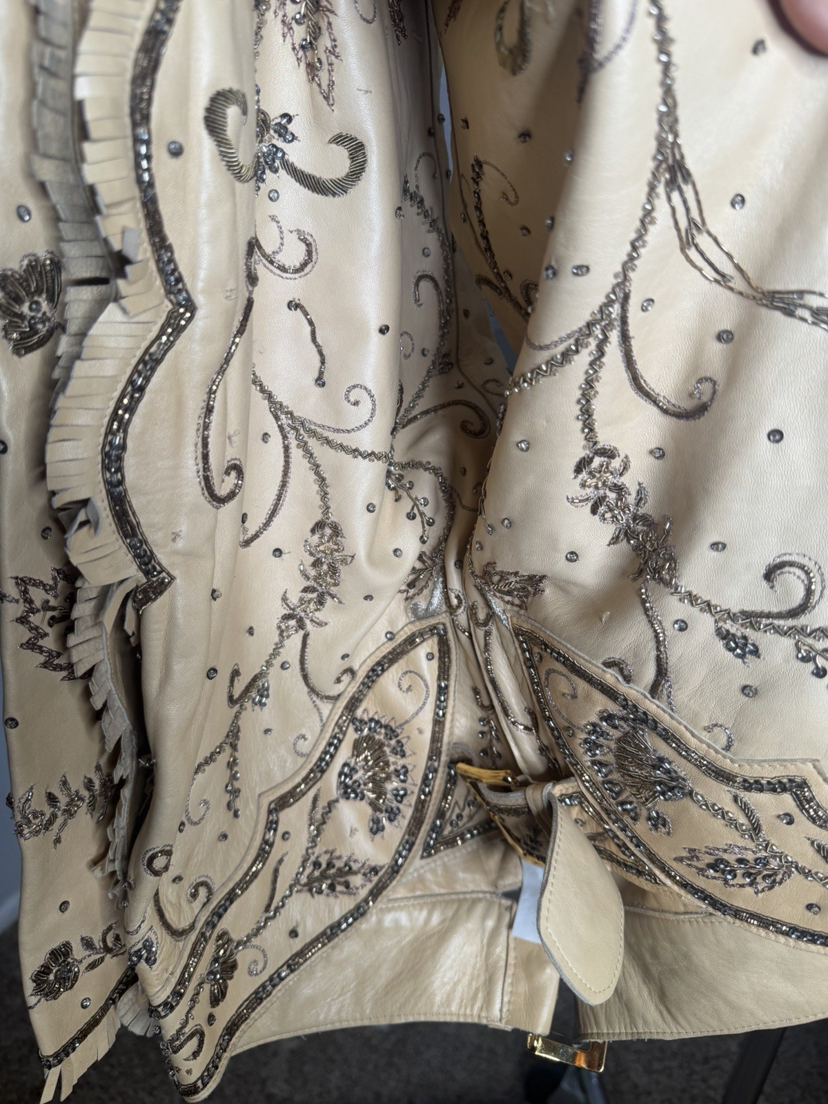 Archival Dolce & Gabbana SS 2001 Embellished Leather Fringe Western Pants