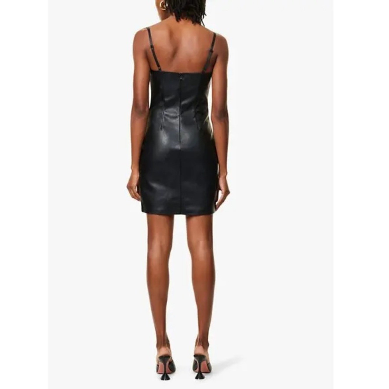 GOOD AMERICAN Faux Leather Cami Mini Dress in Black size 2XL