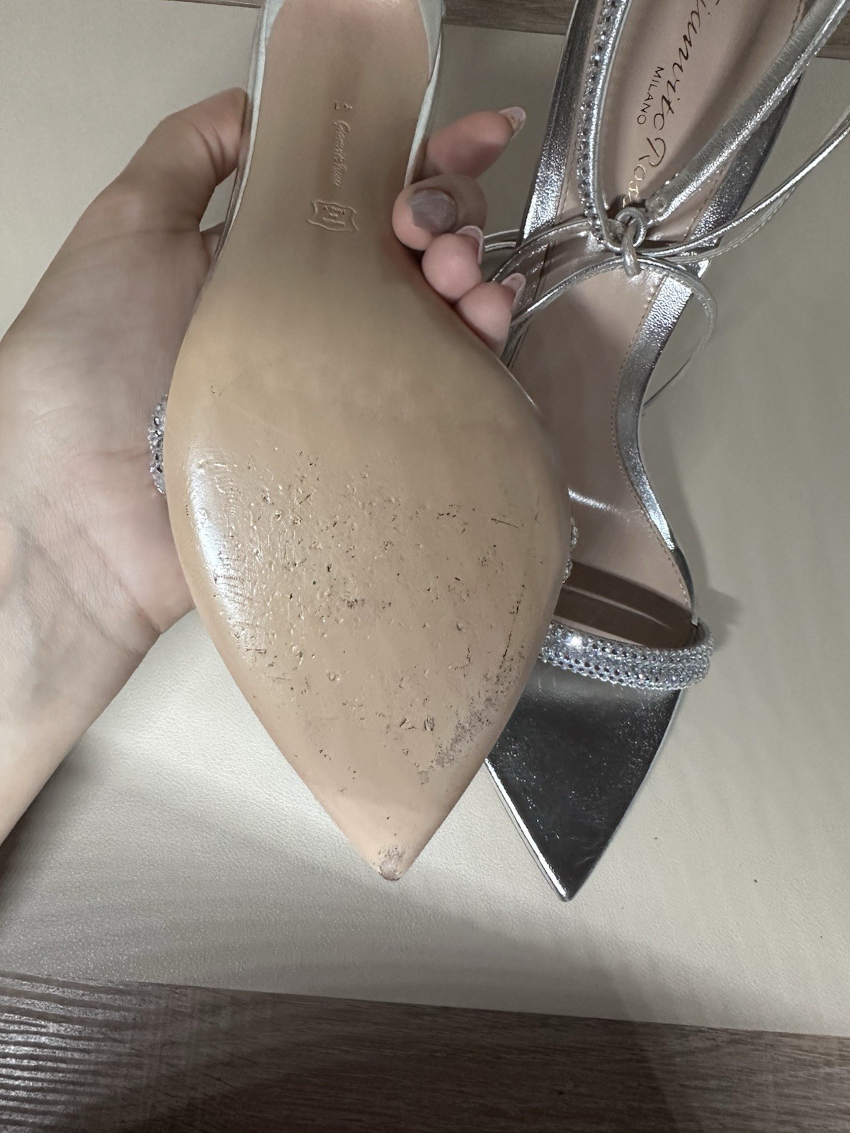 Authentic Gianvito Rossi Silver Crystal Ankle Wrap Heels EU 41 US 10 Box
