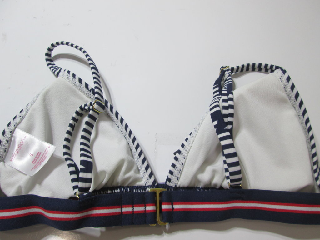 Xhilaration Womens Size S Bikini Top Navy Bralette Lined Striped Star Print Swim