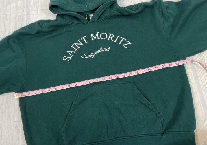 Saint Moritz Switzerland Emerald Green Pullover Hoodie Adult Size L H&M Divided