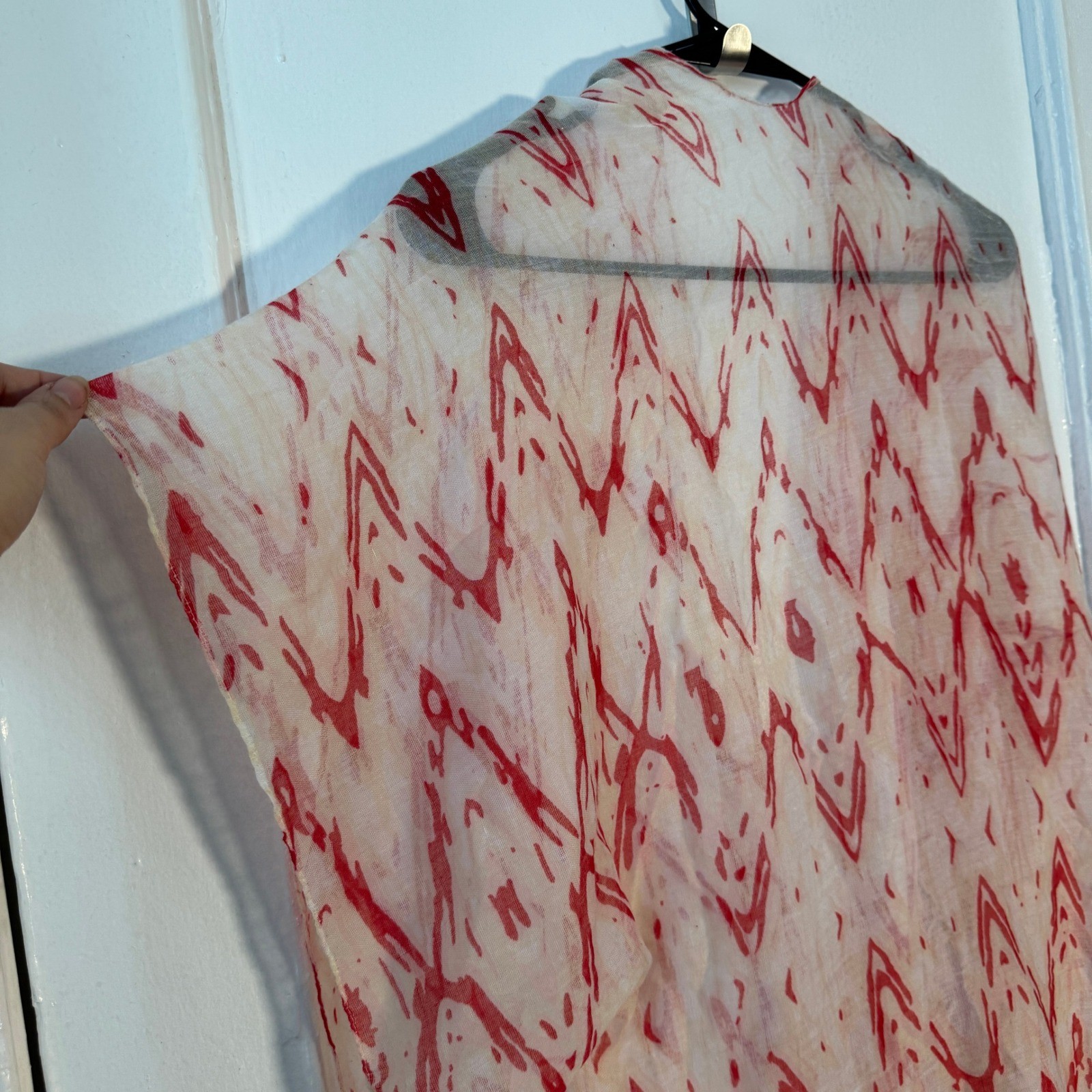 Boho Beach Coverup Sheer Prairie Romance Abstract Ikat Kimono Wrap Open Front