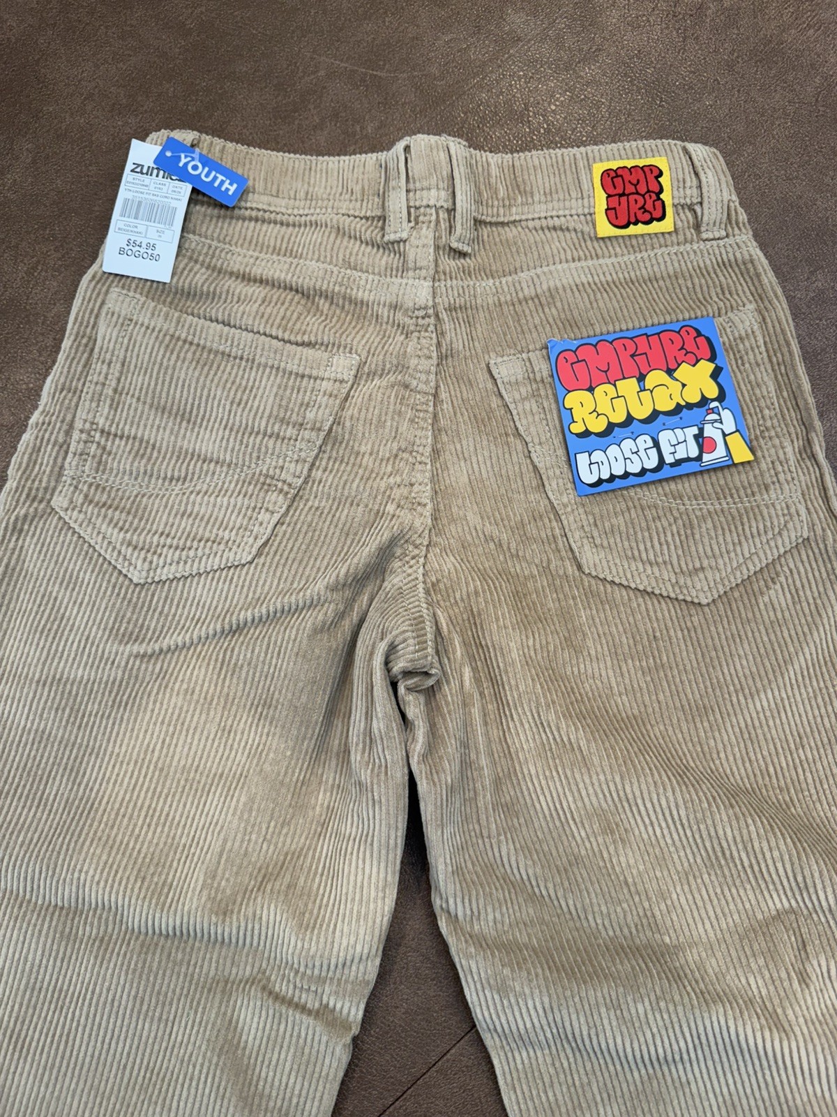 Empyre Pants – Youth Size 25 – Boys/Girls – Relax Loose Fit Tan Corduroy Pants