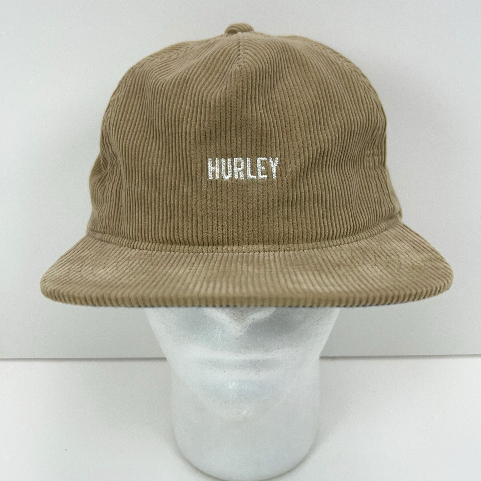 HURLEY Corduroy Manchester Khaki Strap Back Hat Men’s OSFM Cords Flat Bill Cap