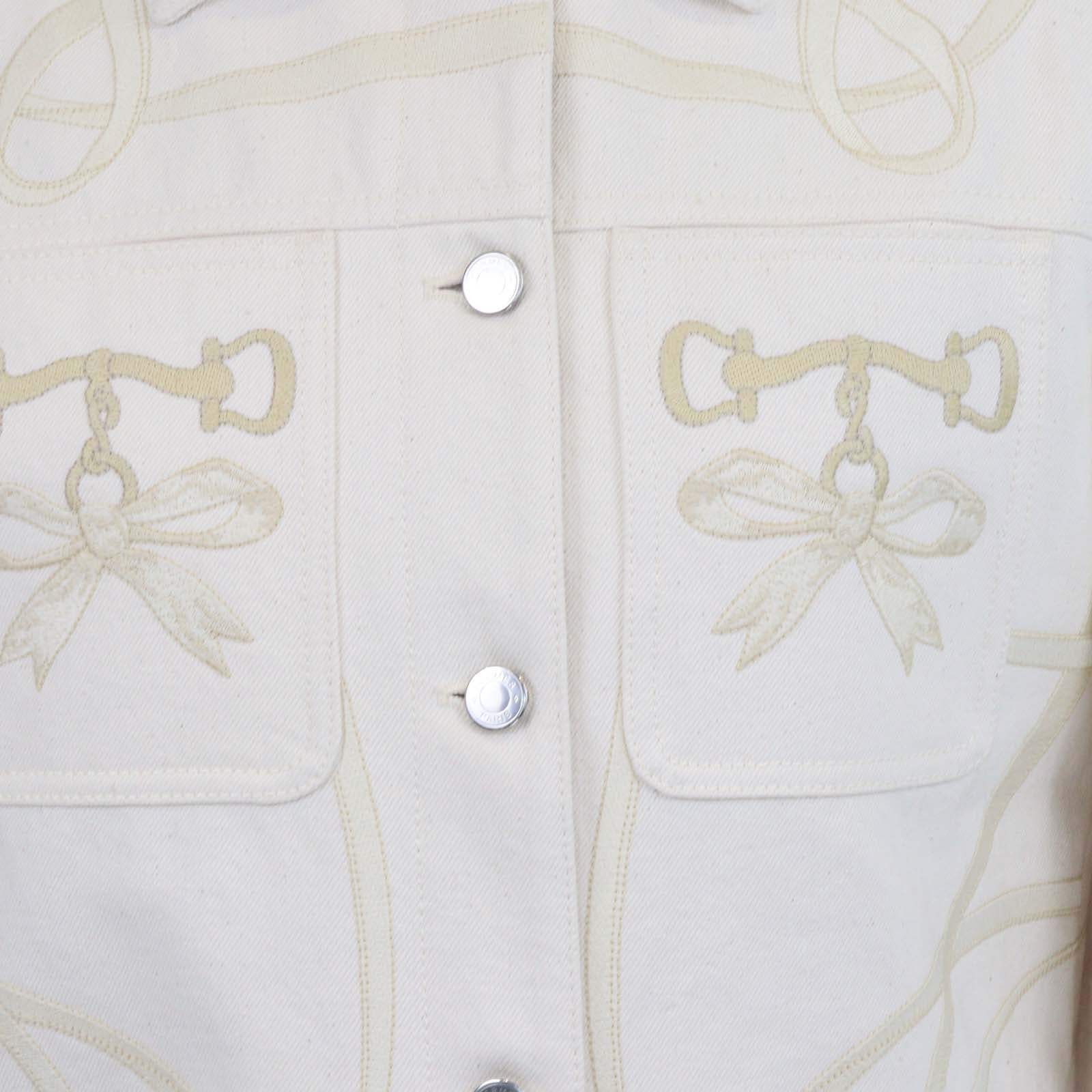 Hermes Naturel Denim Embroidered Jacket