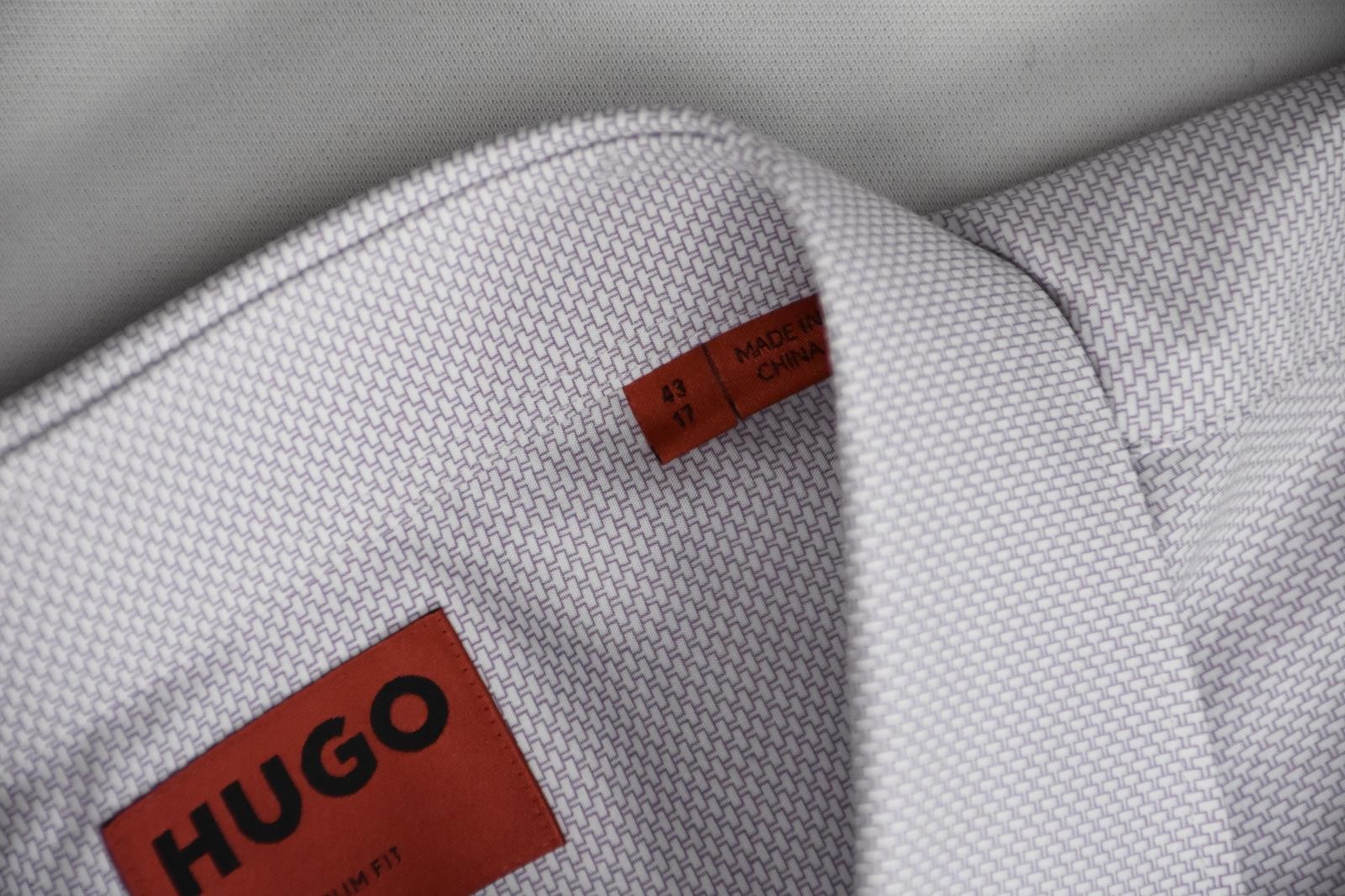 Hugo Boss Men Slim Paste Purple Kason Micro Print Dress Shirt 17 – 43 New