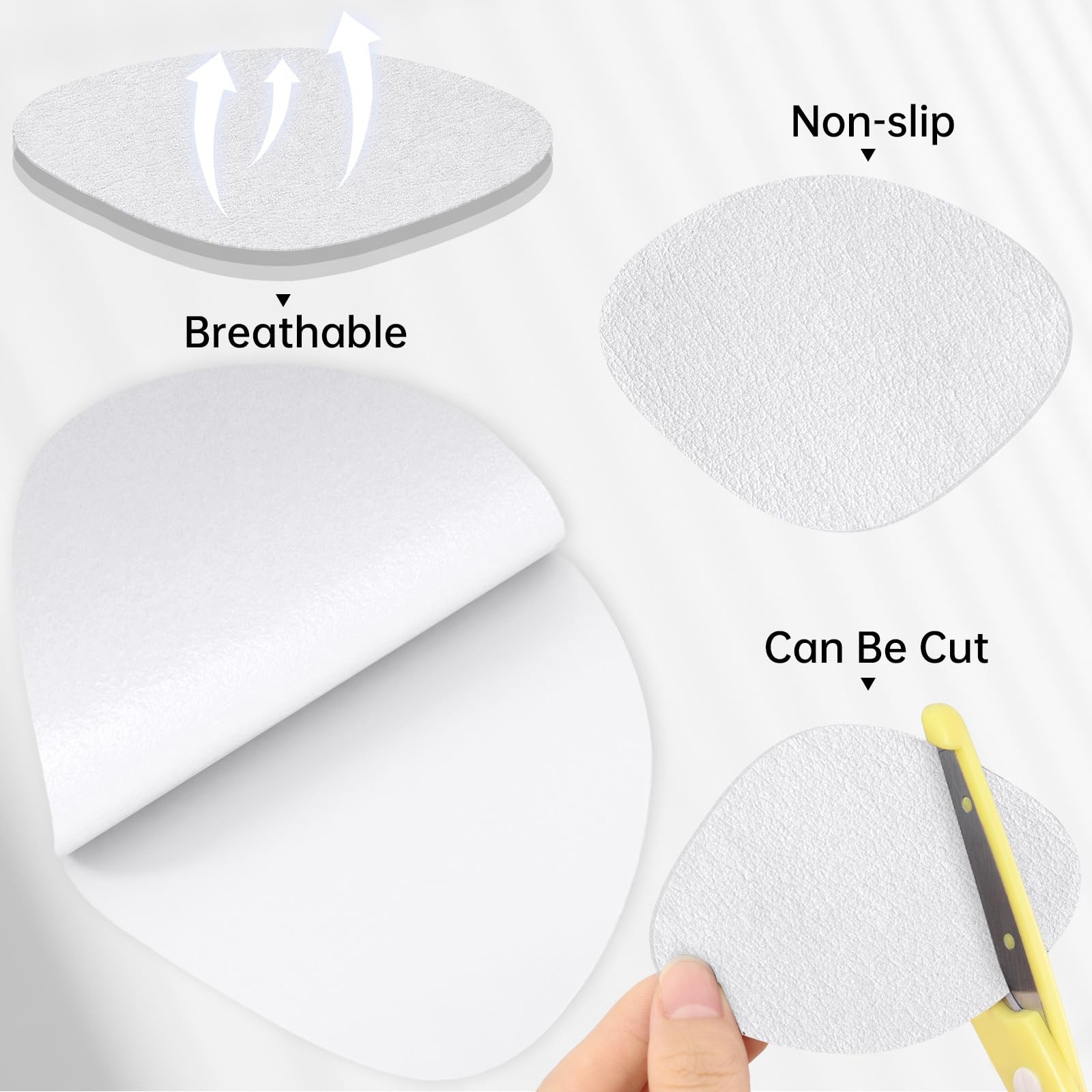 Shoe Heel Patch, 4 Pairs 2 Sizes 3.5 in × 2.8 in, × 2.4 White