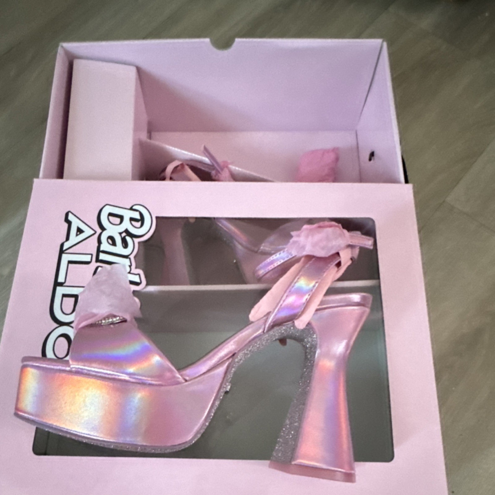 ALDO Barbie Pink Platform Open Toe Block Heel Buckle Strap Sandals 7 NIB