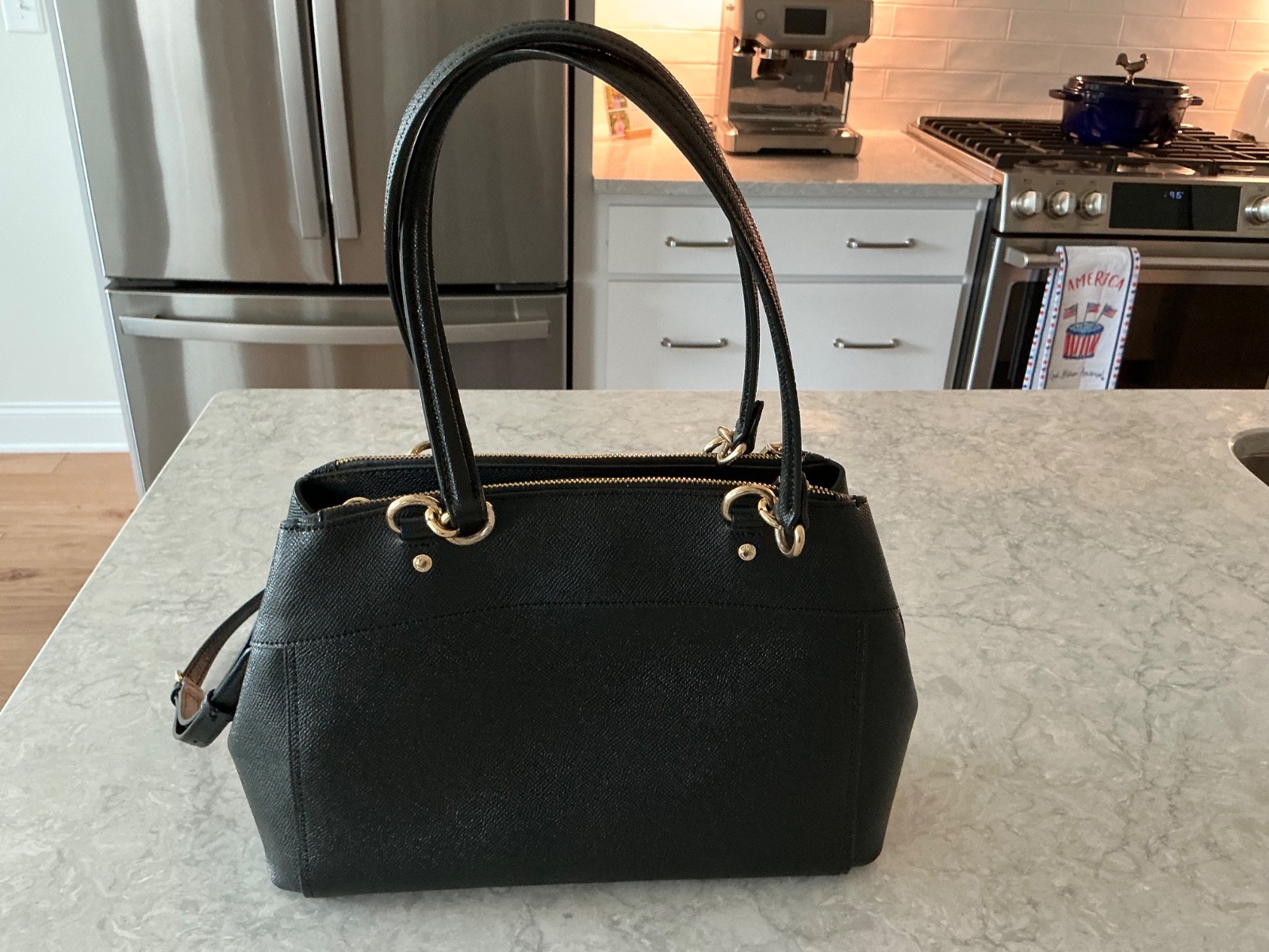 Coach Mini Brooke Carryall Black Crossgrain Leather Satchel