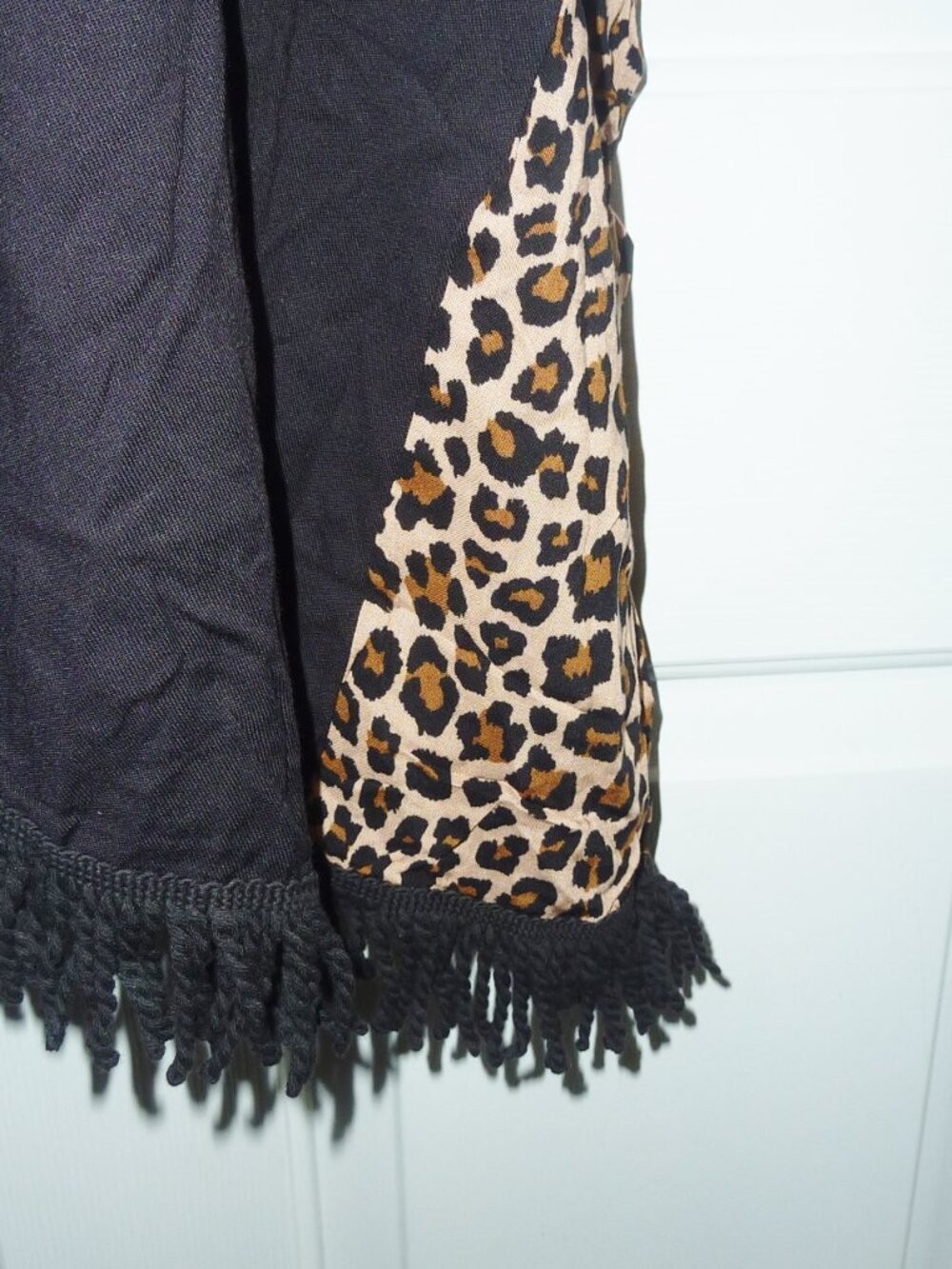 NWT Southern Stitch SS Oversized Black Leopard Print Top, Tassel Hemline 3X