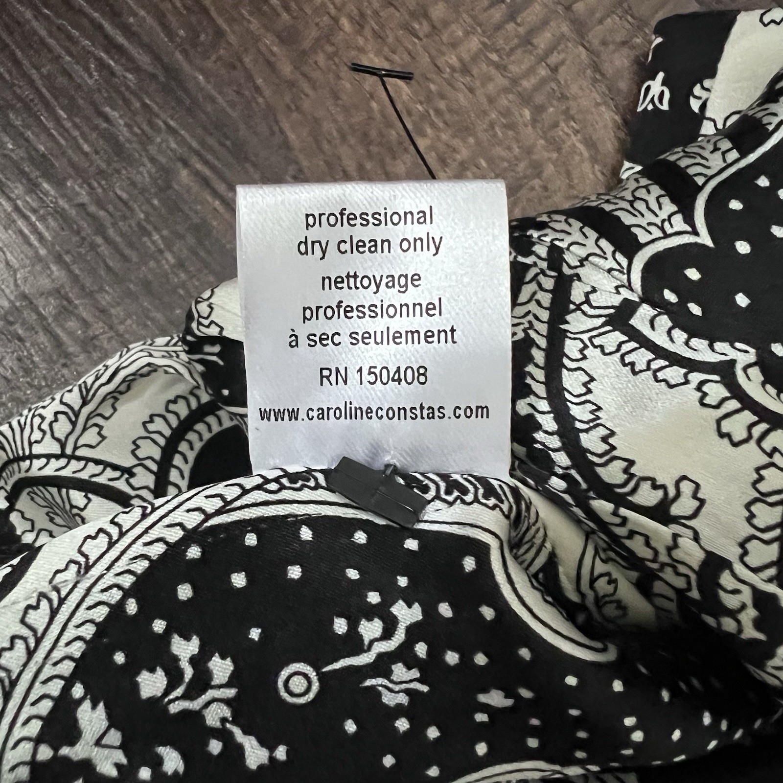 Caroline Constas Size Small Blouse Silk Cropped Tank Black white All Over Print