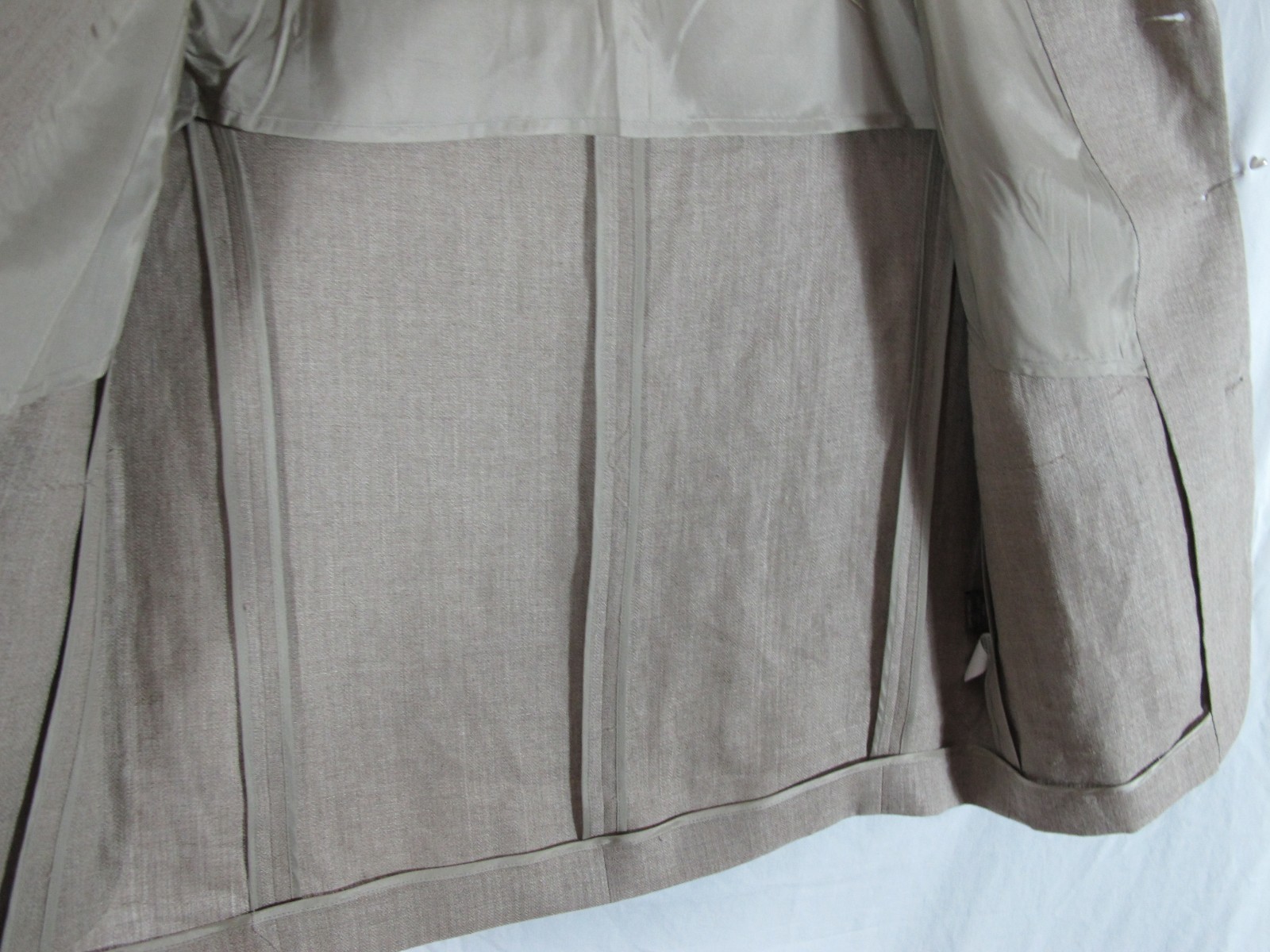 Calvin Klein Linen Khaki Tan Lt Brown Single Breasted Jacket Blazer Sz 44