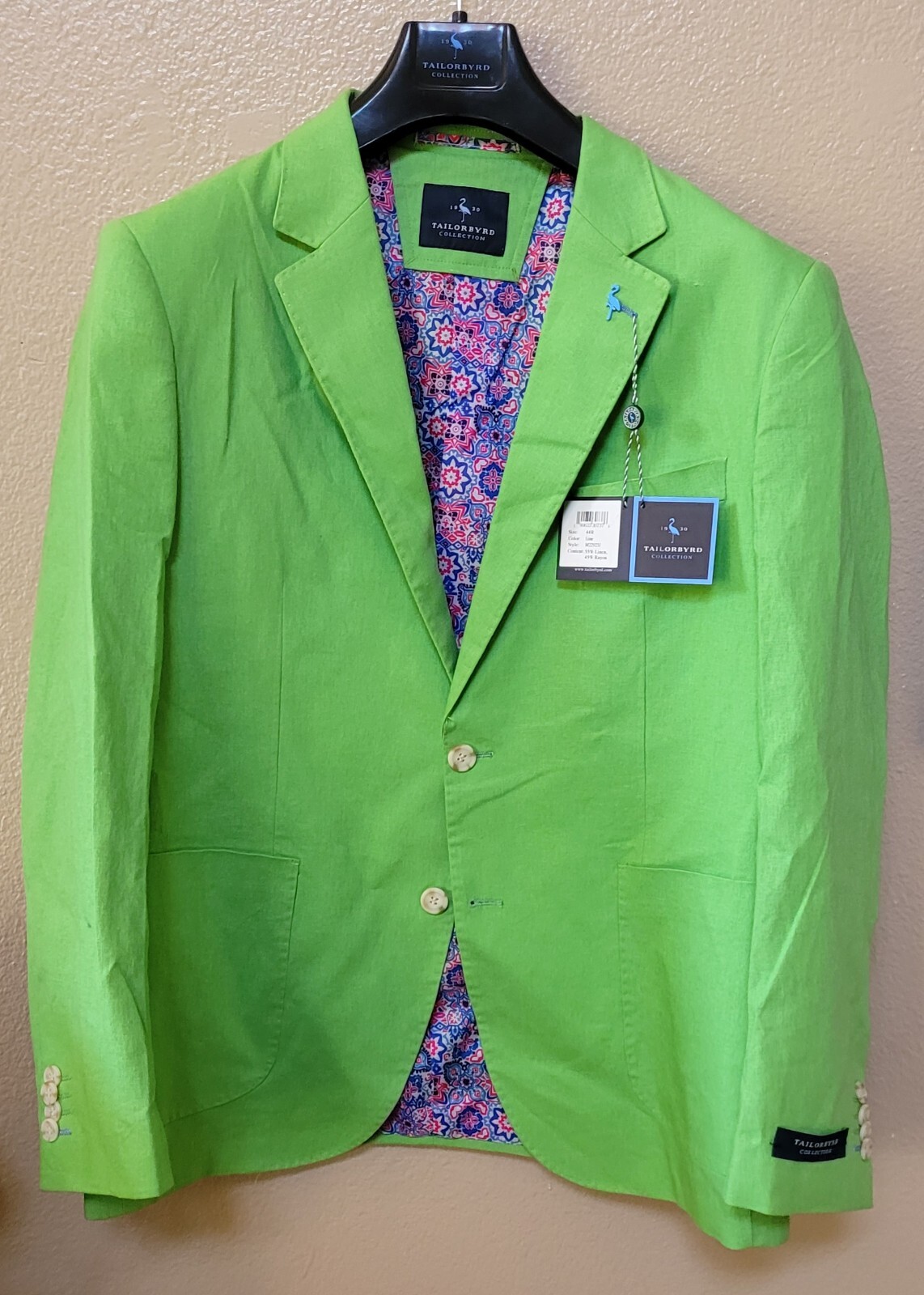 NEW TAILORBYRD $325 CLASSIC FIT LINEN BLEND BLAZER SPORT COAT, 44R