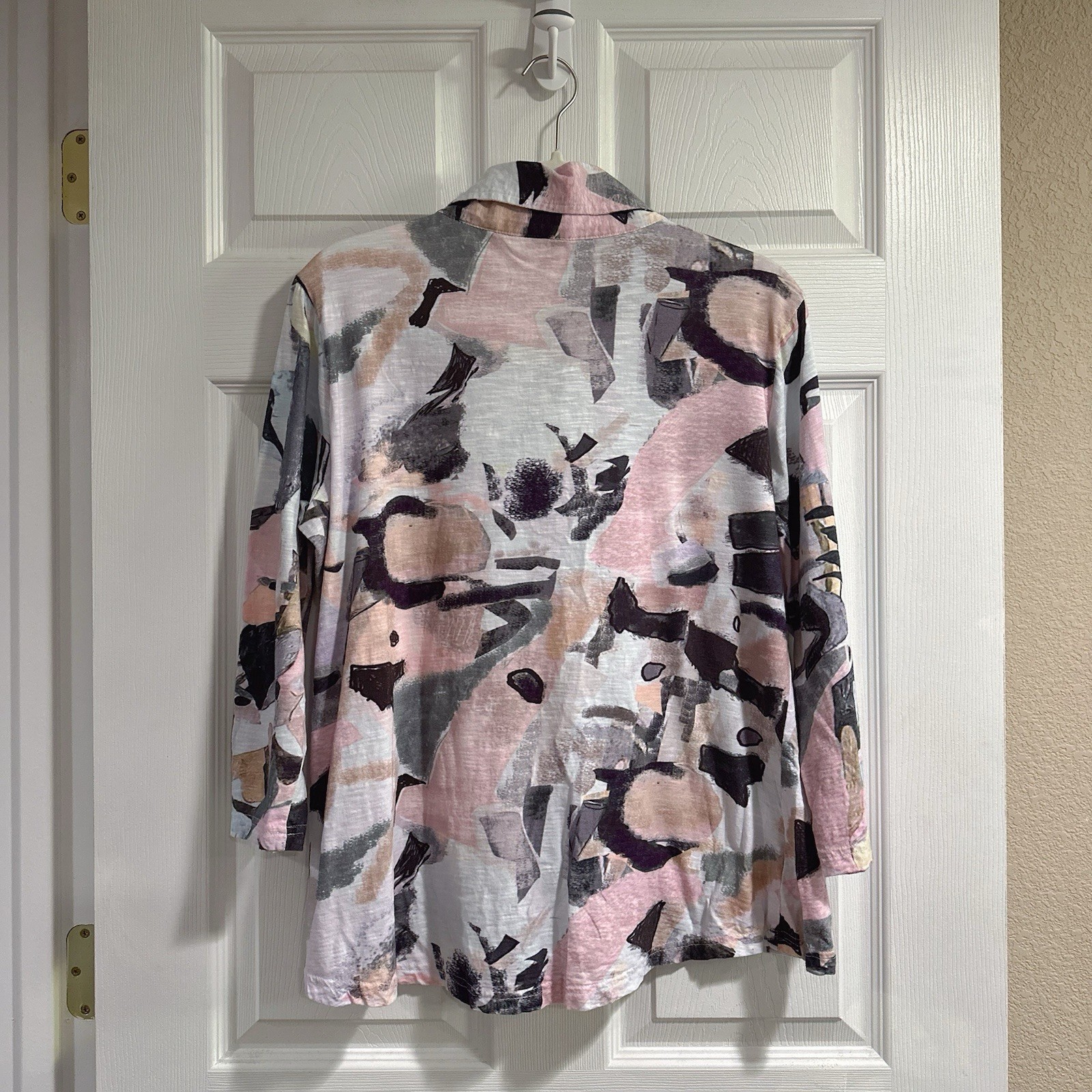 Parsley & Sage Size L Art to Wear Tunic Blouse Cotton Watercolor Print Pocket