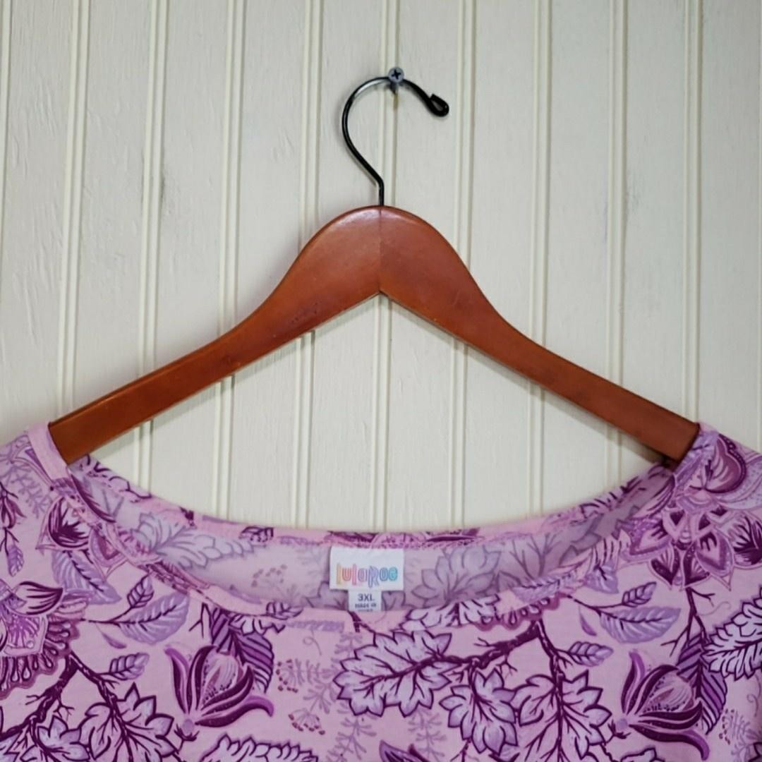 LuLaRoe Shirt Womens Plus 3XL Pink Scoop Neck 3/4 Sleeve Floral Tunic Top