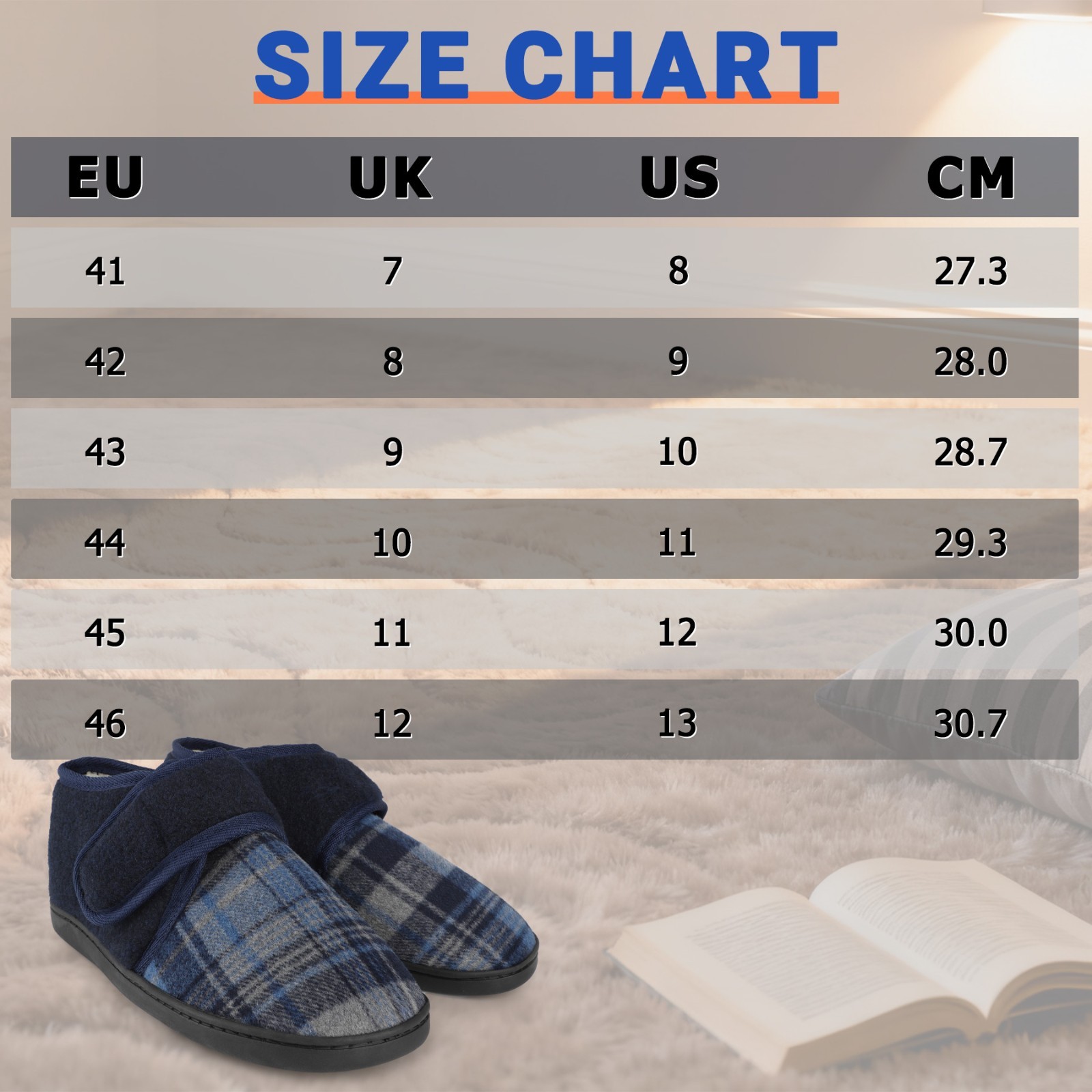 riemot Mens Warm Winter Slippers Non-slip Swollen Feet Edema House Shoes
