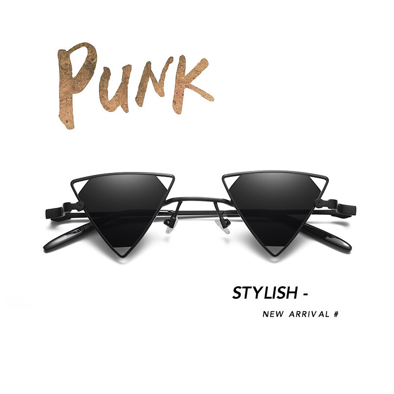 Retro Triangle Sunglasses Trendy Hippie Metal Glasses Party Street Shot Shades