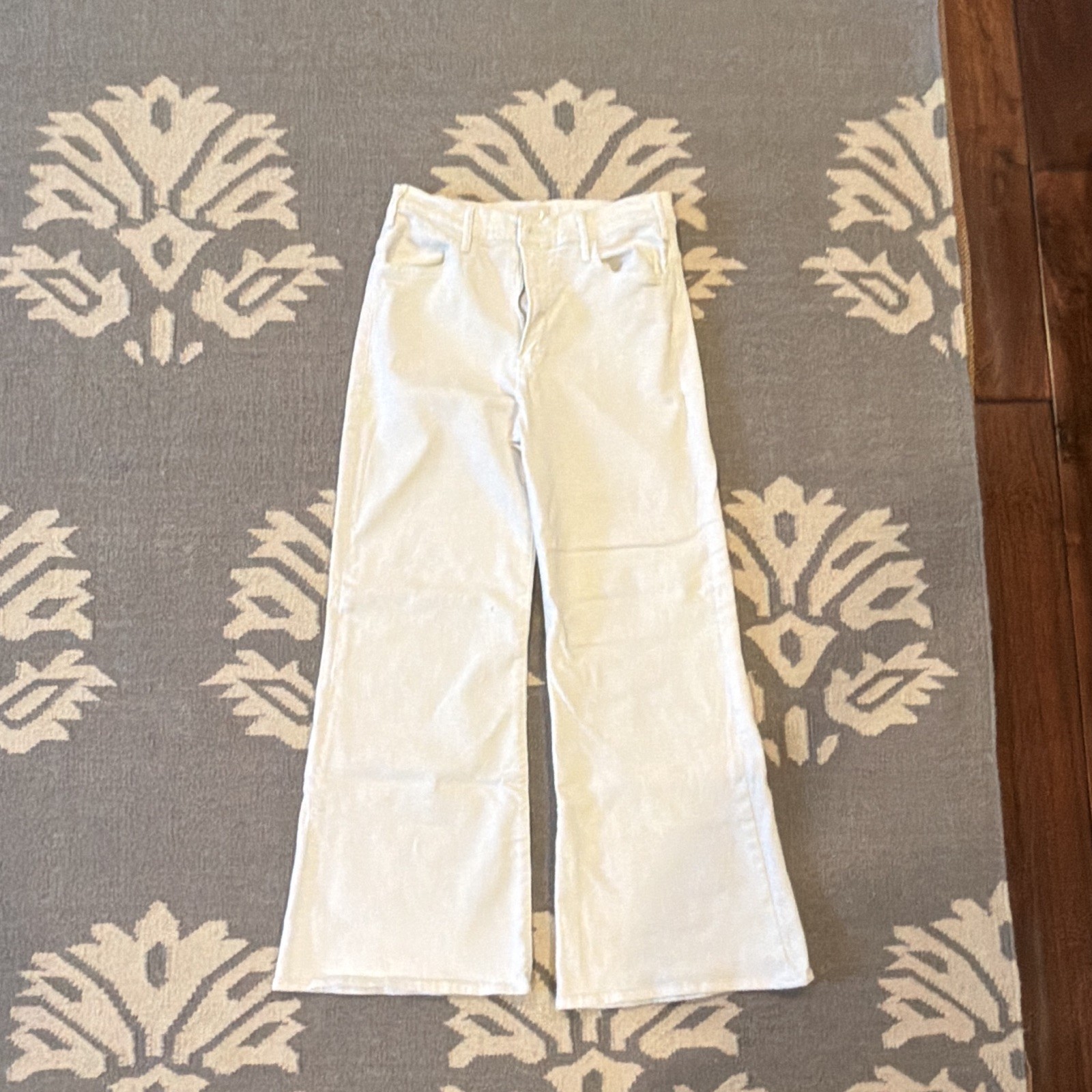 MOTHER Women’s High Rise Wide-Leg Jeans White Light Wash Cotton Denim 5-Pocket