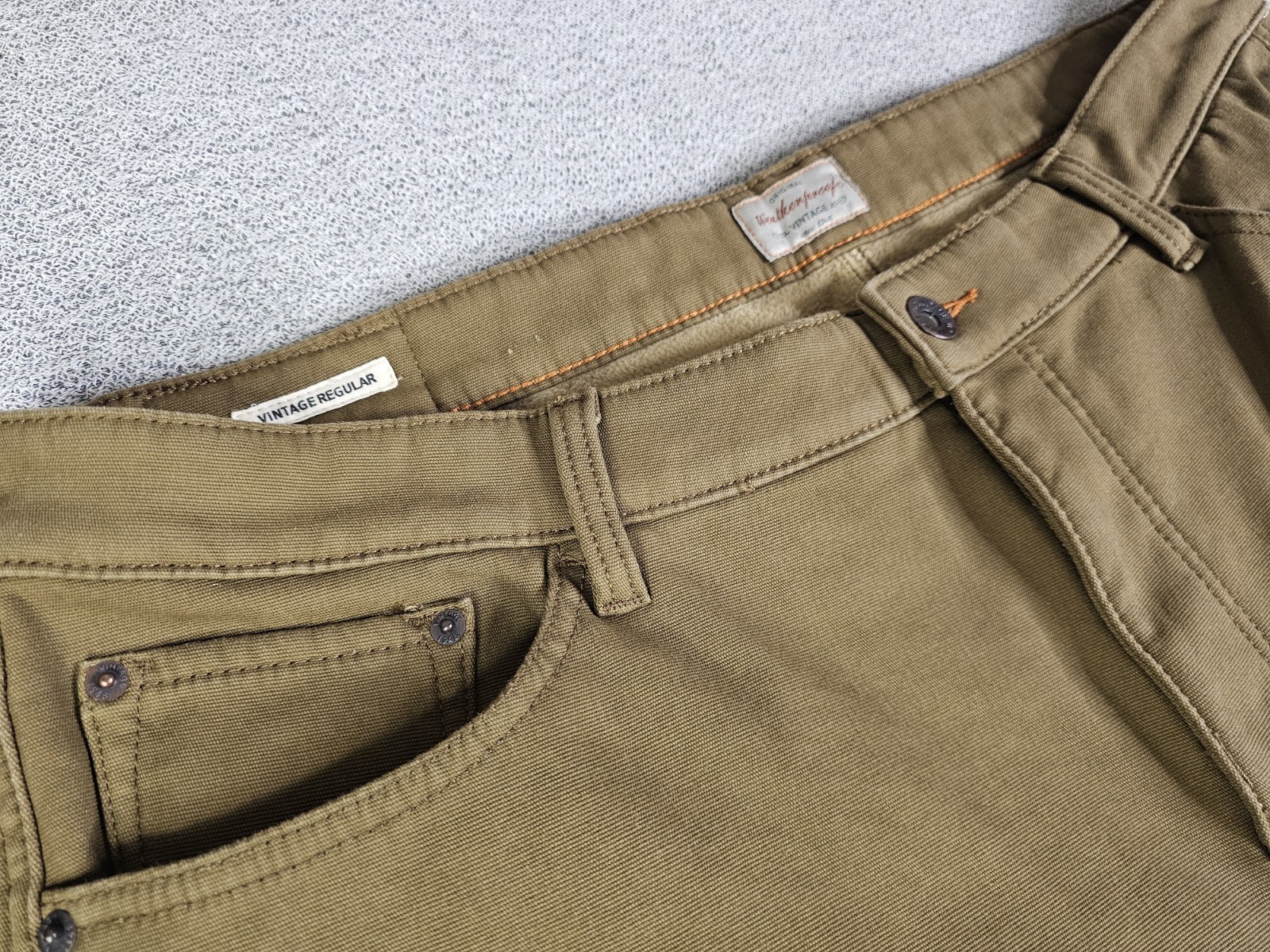 Weatherproof Vintage Men’s Fleece Lined Canvas Pants Brown 40×30
