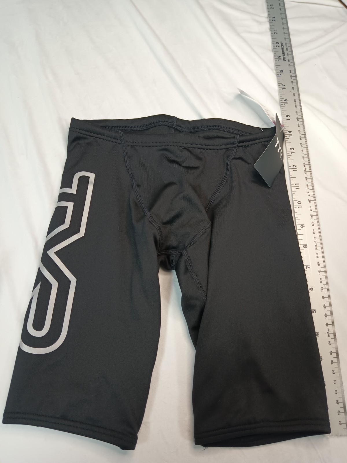 TYR Men’s Solid Jammer Swim Bottoms Black/Gray, Size 26 (XS)