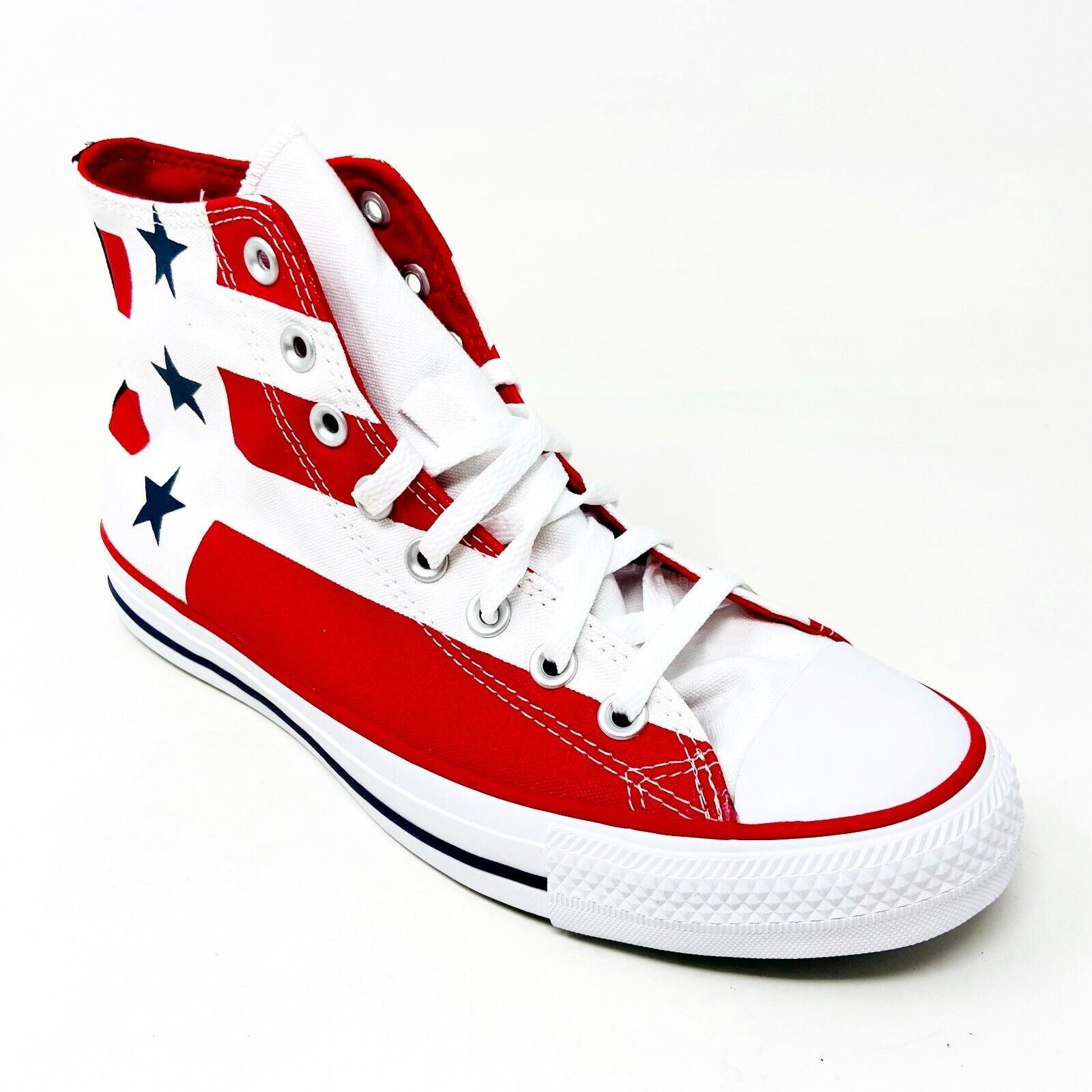 Converse CTAS Hi White Red White Blue Mens July 4th Star Stripes Shoes 167836F