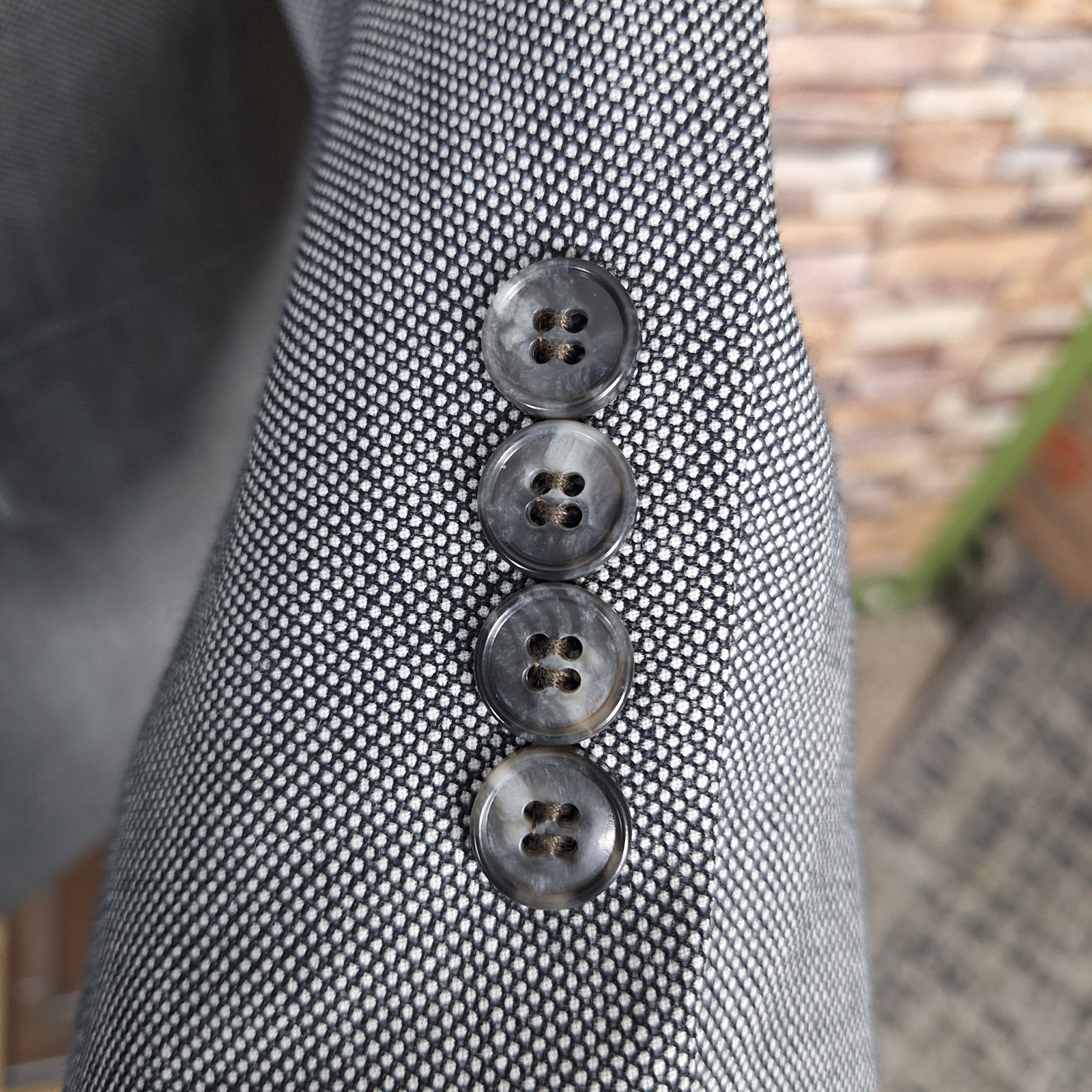 Joseph Abboud Custom 2 Piece Suit Mens 46S 40X27 Gray Nailhead Peak Wool