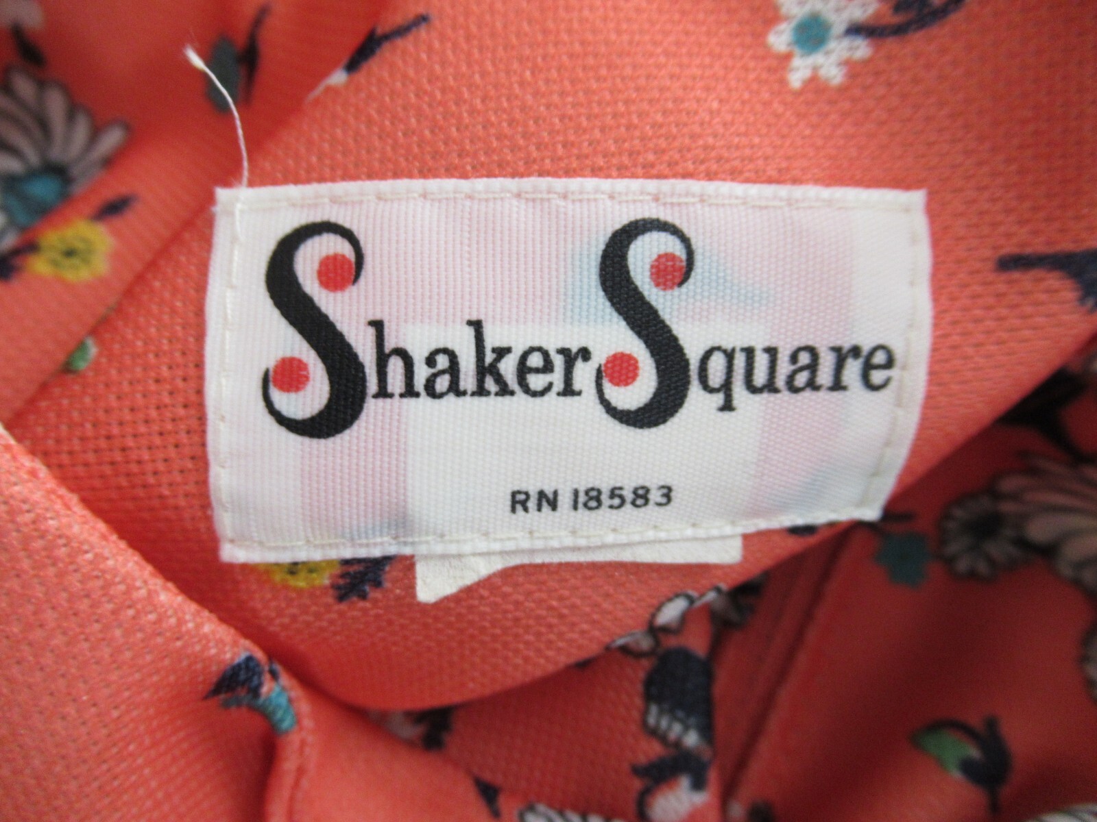 Vintage 70s Shaker Square Sleeveless Shift Dress Polyester Orange Daises